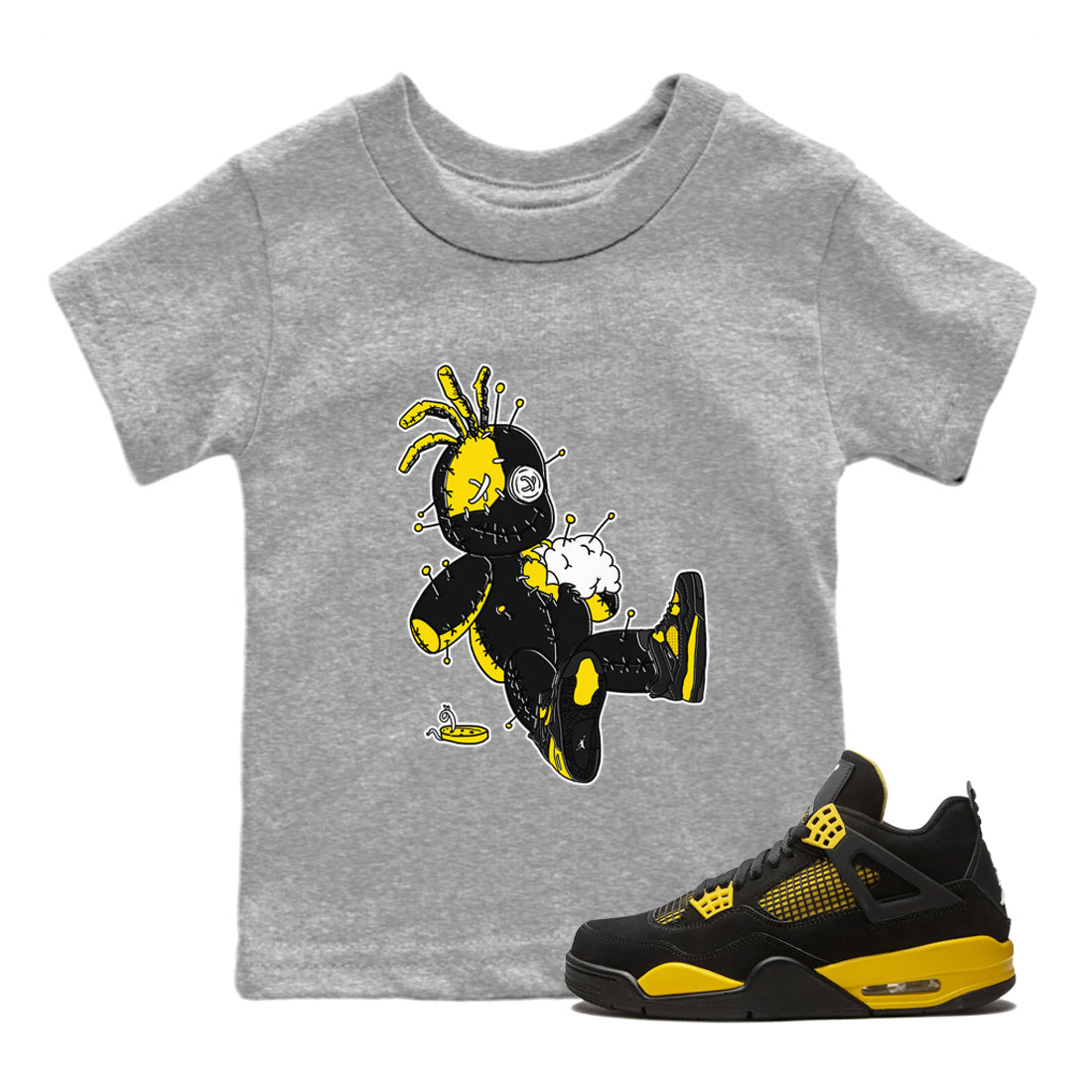 Air Jordan 4 Thunder Voodoo Doll Baby and Kids Streetwear Sneaker Shirt Air Jordan 4 Retro Thunder Kids Streetwear Sneaker Shirt Size Chart