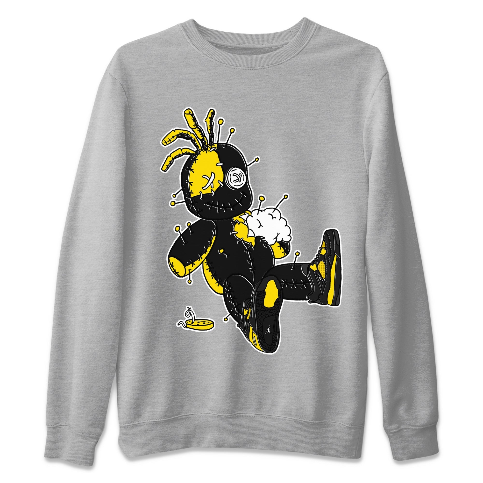 Air Jordan 4 Thunder Sneaker Match Tees Voodoo Doll Streetwear Sneaker Shirt Air Jordan 4 Retro Thunder Sneaker Release Tees Unisex Shirts Heather Grey 2