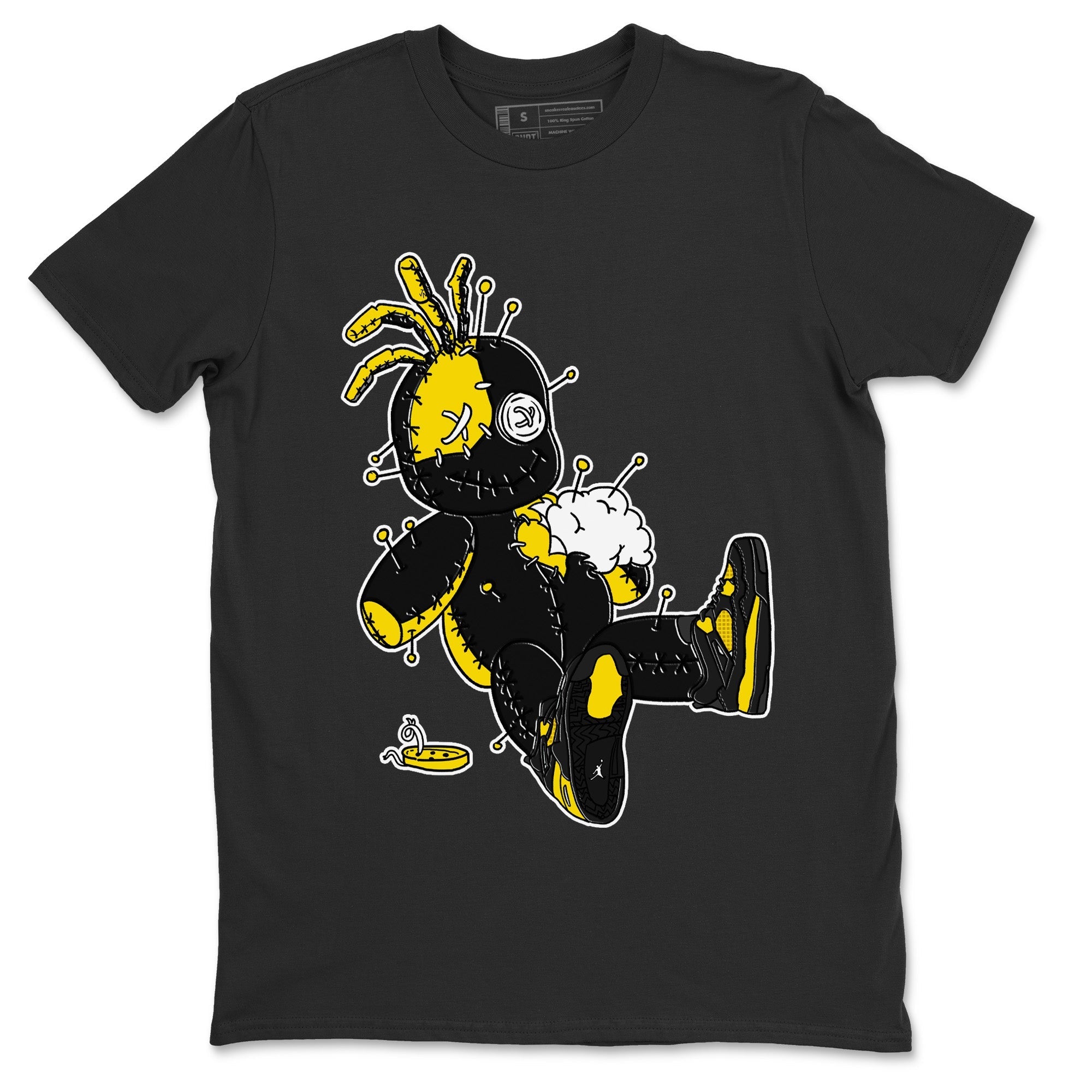 Air Jordan 4 Thunder Sneaker Match Tees Voodoo Doll Streetwear Sneaker Shirt Air Jordan 4 Retro Thunder Sneaker Release Tees Unisex Shirts Black 2