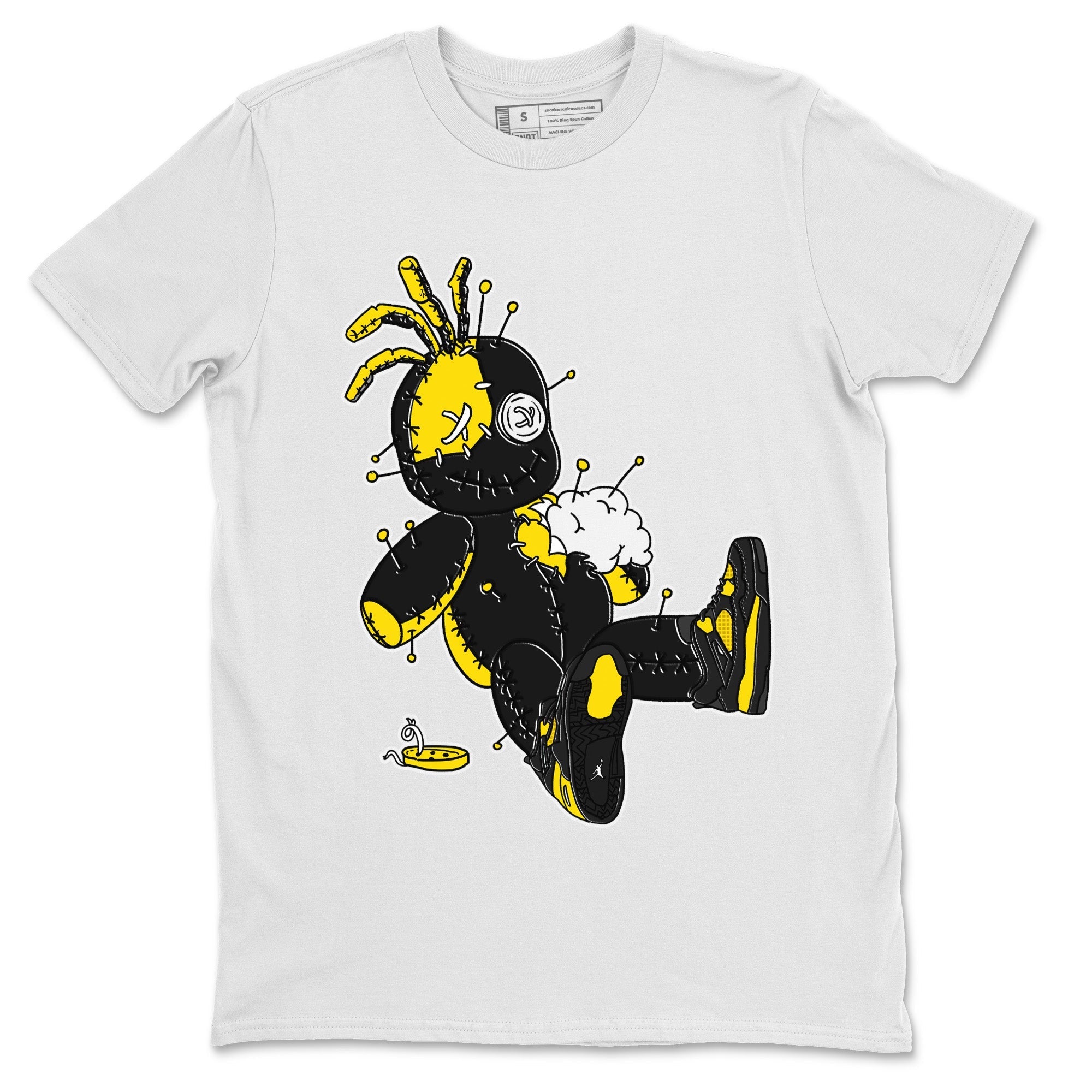 Air Jordan 4 Thunder Sneaker Match Tees Voodoo Doll Streetwear Sneaker Shirt Air Jordan 4 Retro Thunder Sneaker Release Tees Unisex Shirts White 2