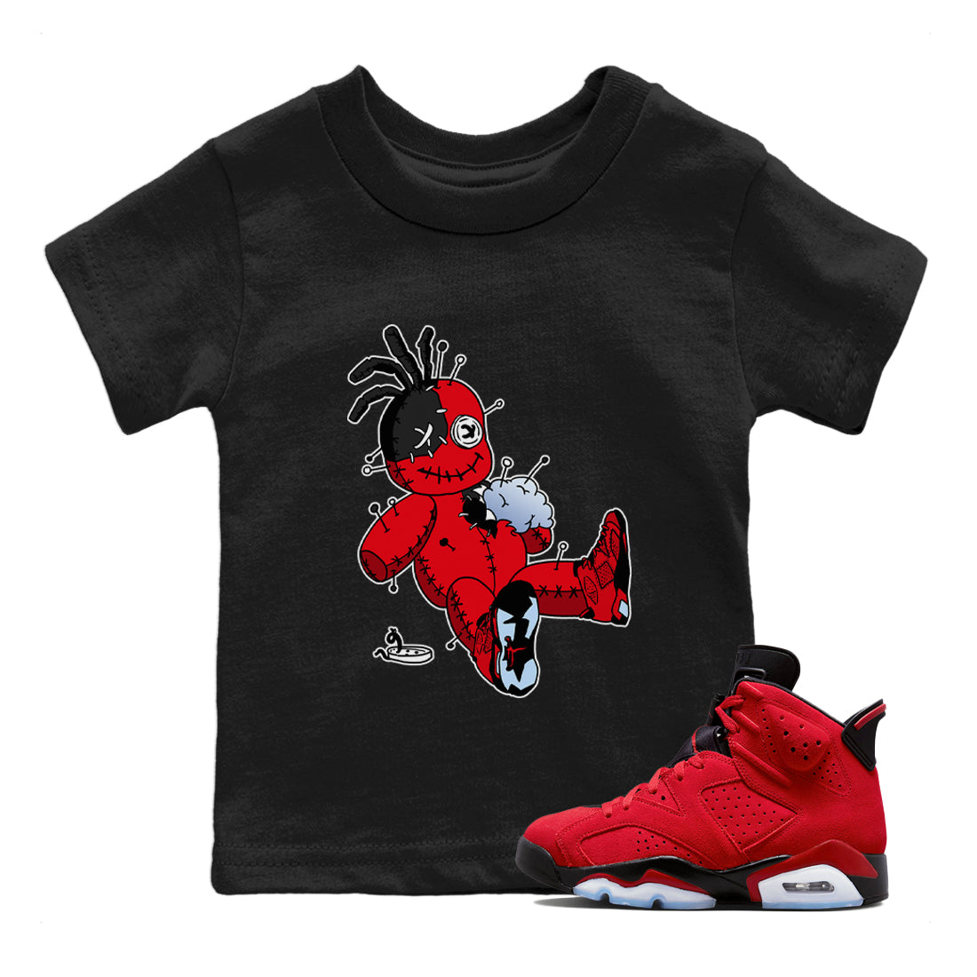Air Jordan 6 Toro Bravo Sneaker Match Tees Voodoo Doll Streetwear Sneaker Shirt Air Jordan 6 Toro Tees Kids Shirts Black 1