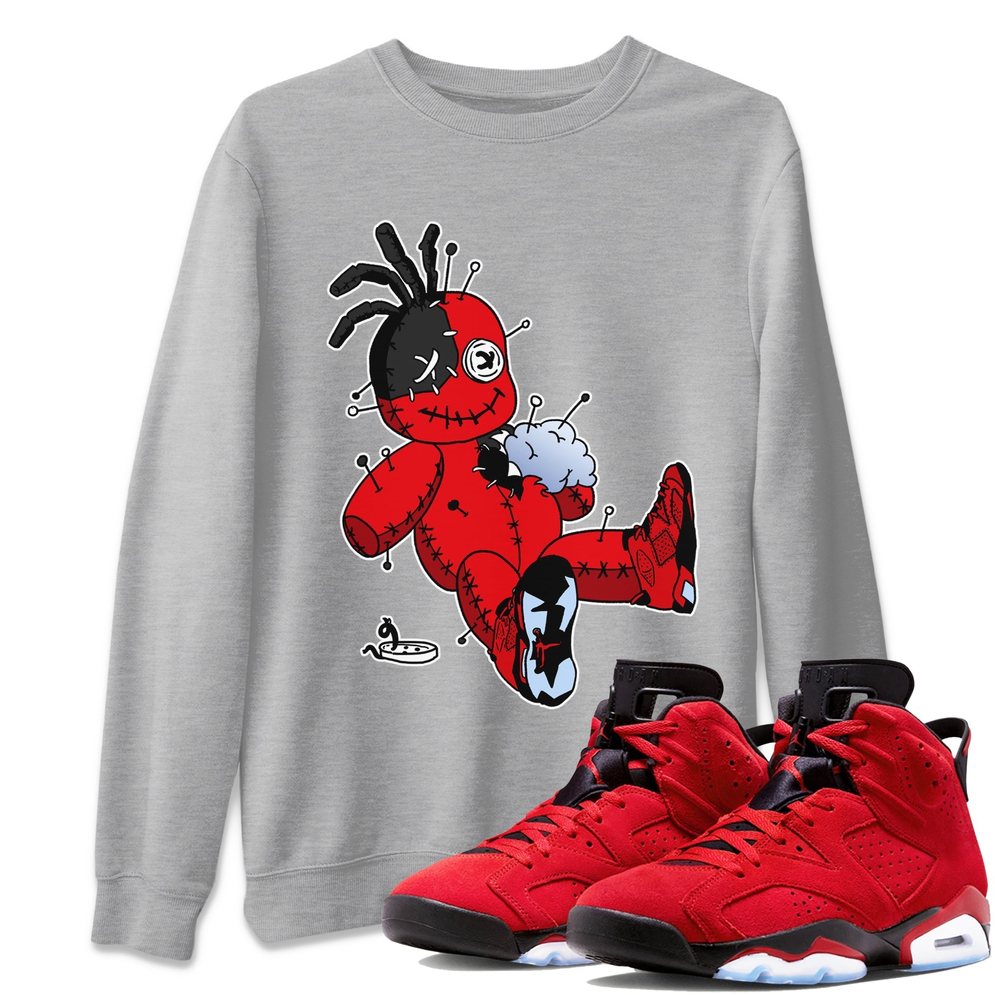 Air Jordan 6 Toro Bravo Sneaker Match Tees Voodoo Doll Streetwear Sneaker Shirt Air Jordan 6 Toro Tees Unisex Shirts Heather Grey 1