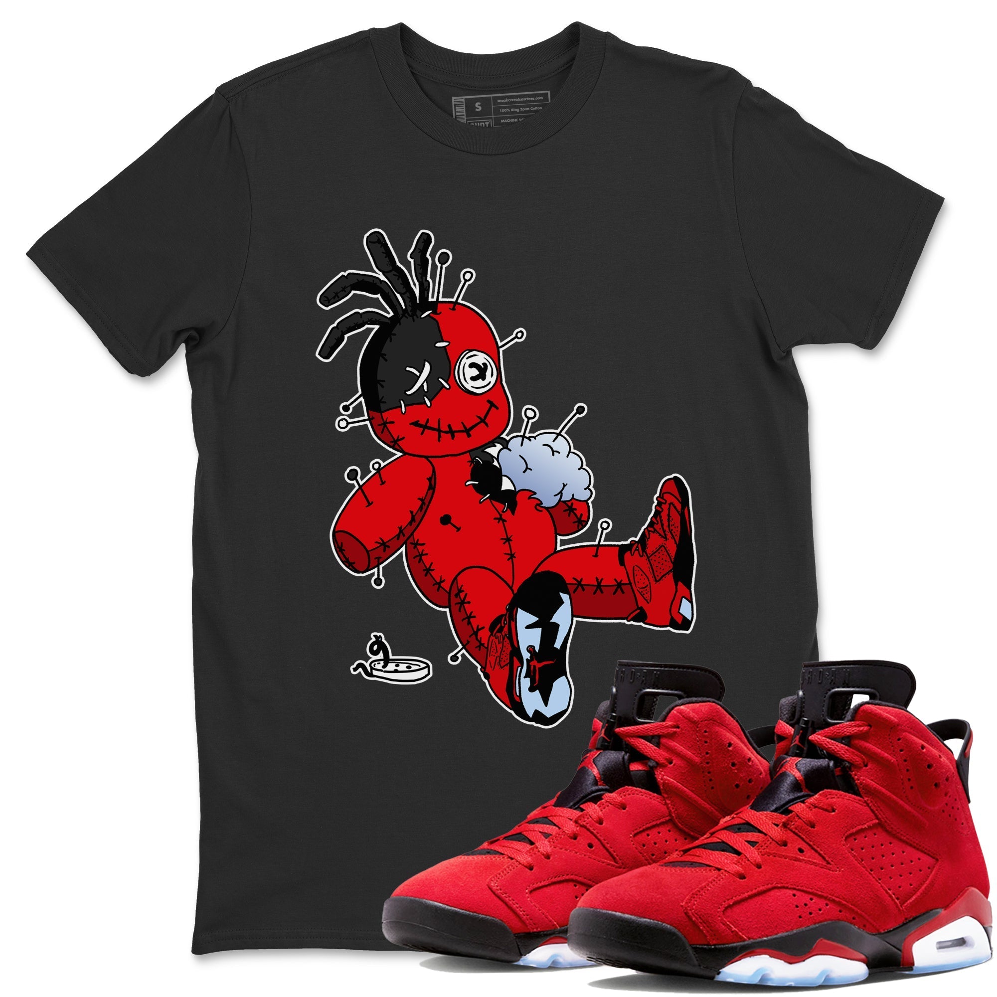 Air Jordan 6 Toro Bravo Sneaker Match Tees Voodoo Doll Streetwear Sneaker Shirt Air Jordan 6 Toro Tees Unisex Shirts Black 1