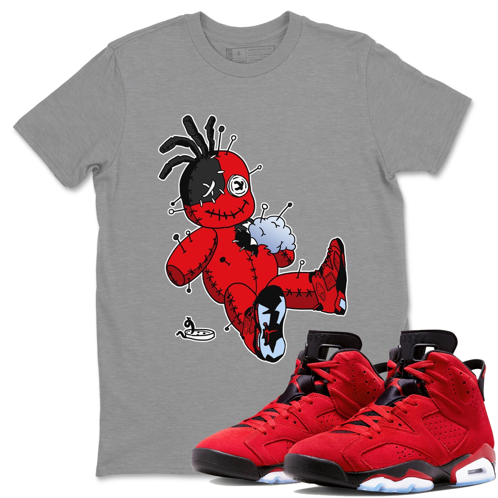 Air Jordan 6 Toro Bravo Voodoo Doll Crew Neck Streetwear Sneaker Shirt Air Jordan 6 Toro Bravo Sneaker T-Shirts Size Chart