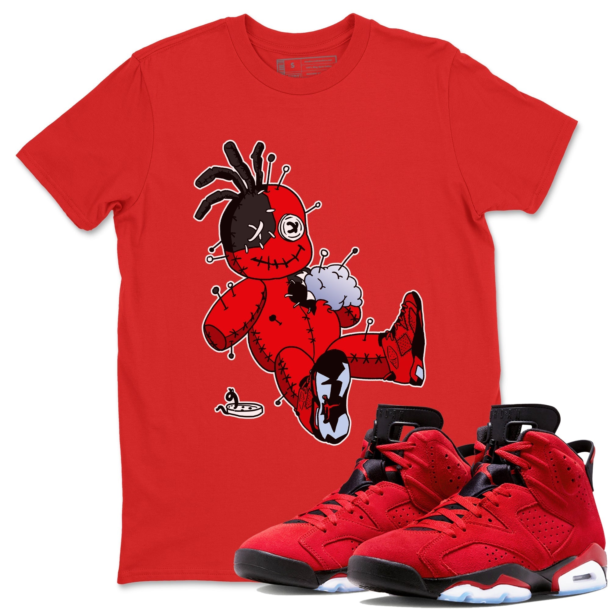 Air Jordan 6 Toro Bravo Sneaker Match Tees Voodoo Doll Streetwear Sneaker Shirt Air Jordan 6 Toro Tees Unisex Shirts Red 1