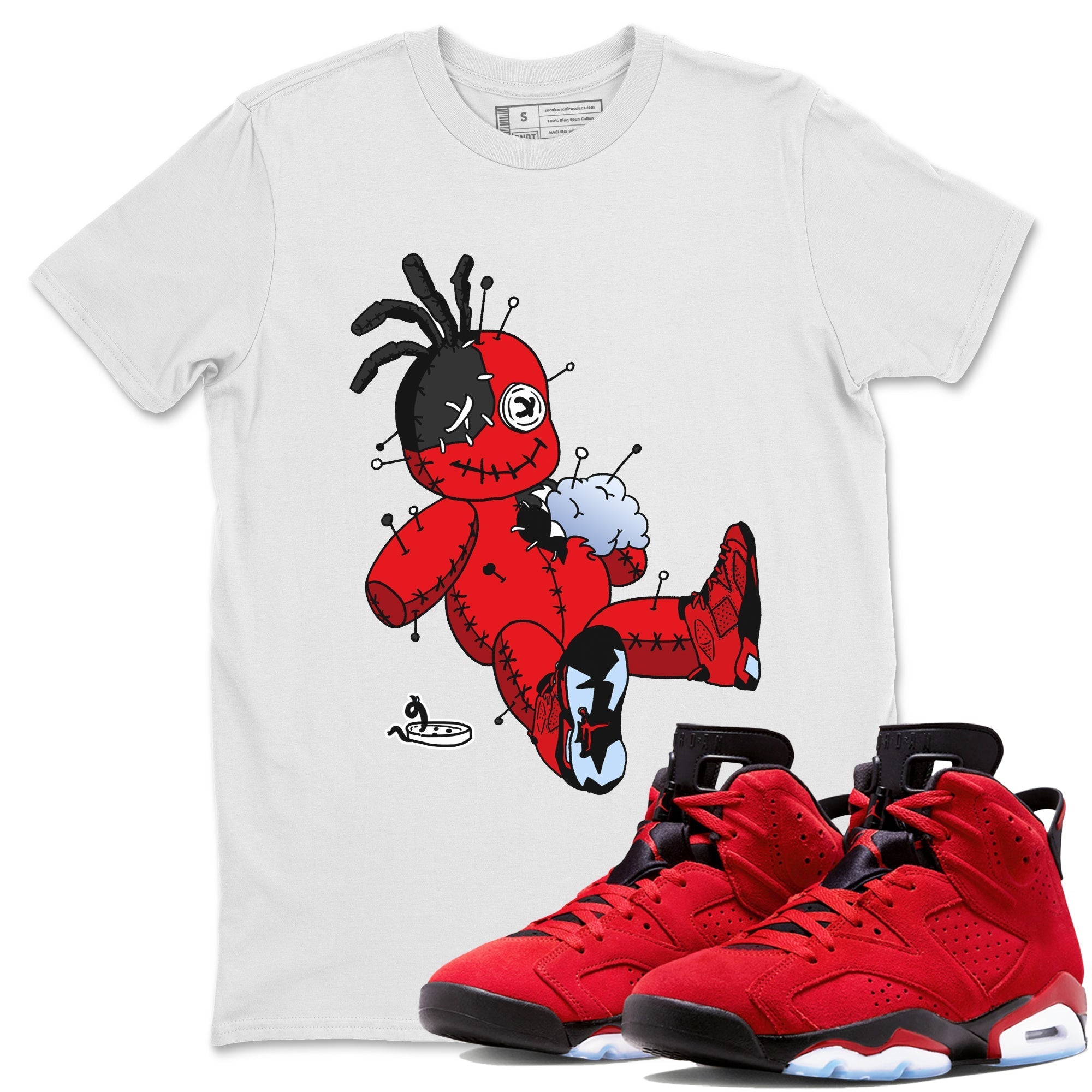 Air Jordan 6 Toro Bravo Sneaker Match Tees Voodoo Doll Streetwear Sneaker Shirt Air Jordan 6 Toro Tees Unisex Shirts White 1