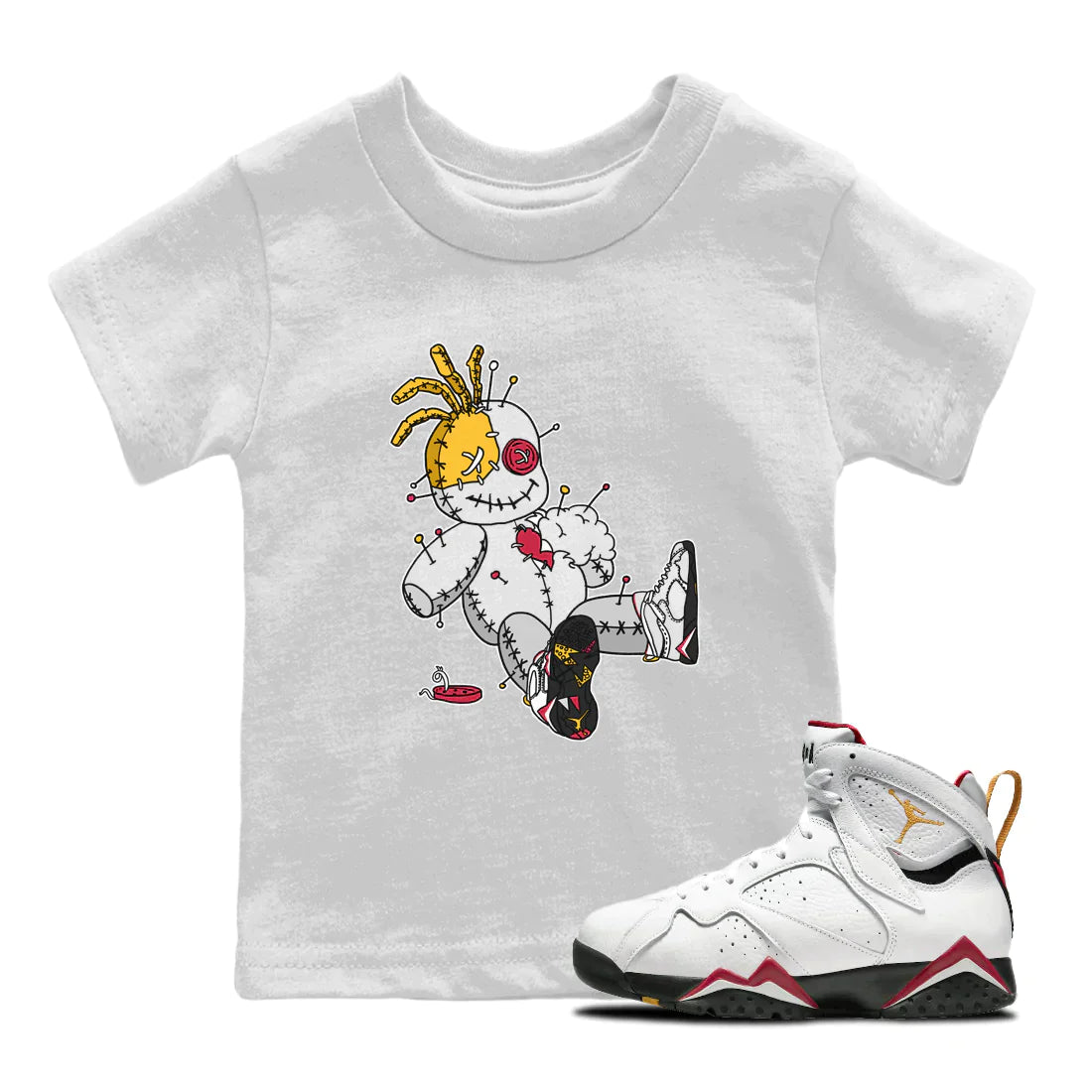 Jordan 7 Cardinal Shirt To Match Jordans Voodoo Doll Sneaker Tees Jordan 7 Cardinal Drip Gear Zone Sneaker Matching Clothing Kids Shirts
