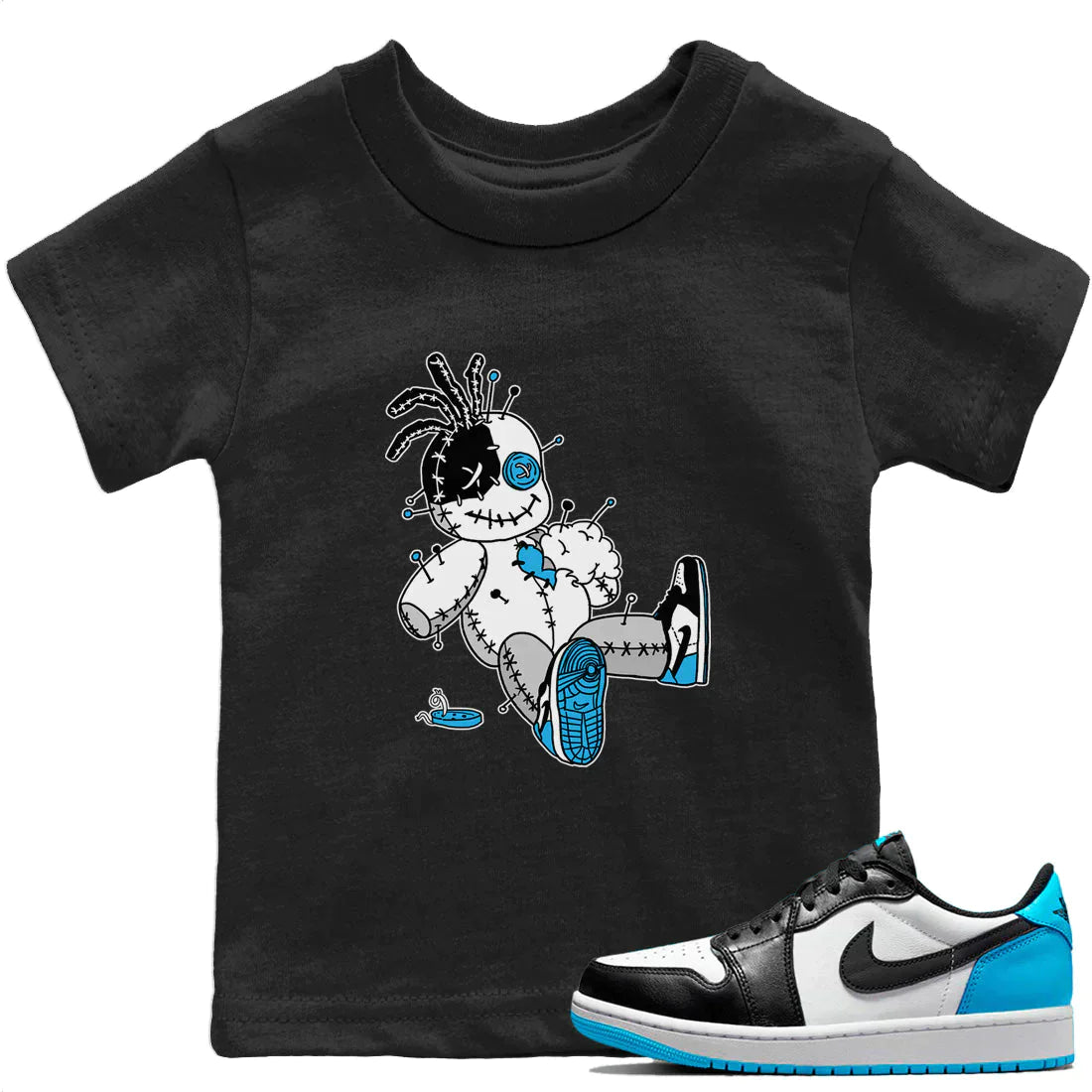 Jordan 1 Powder Blue Sneaker Matching T-Shirt Voodoo Doll Sneaker Tees Jordan 1 Powder Blue Sneaker Release Tees Kids Shirts