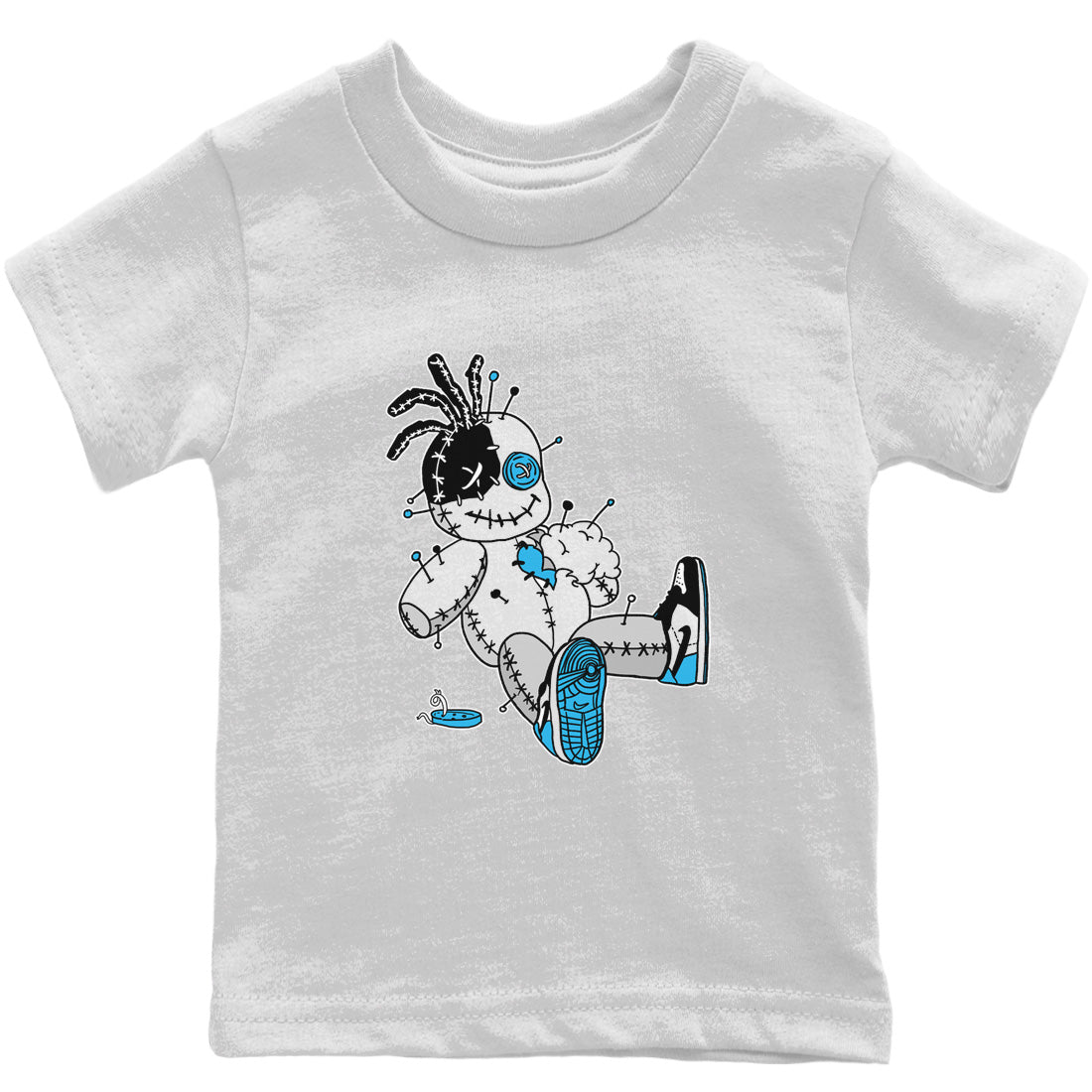 Jordan 1 Powder Blue Sneaker Matching T-Shirt Voodoo Doll Sneaker Tees Jordan 1 Powder Blue Sneaker Release Tees Kids Shirts