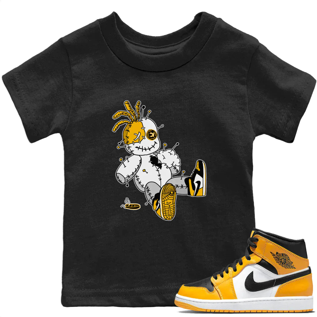 Jordan 1 Taxi Sneaker Matching T-Shirt Voodoo Doll Sneaker Tees Jordan 1 Taxi Sneaker Release Tees Kids Shirts