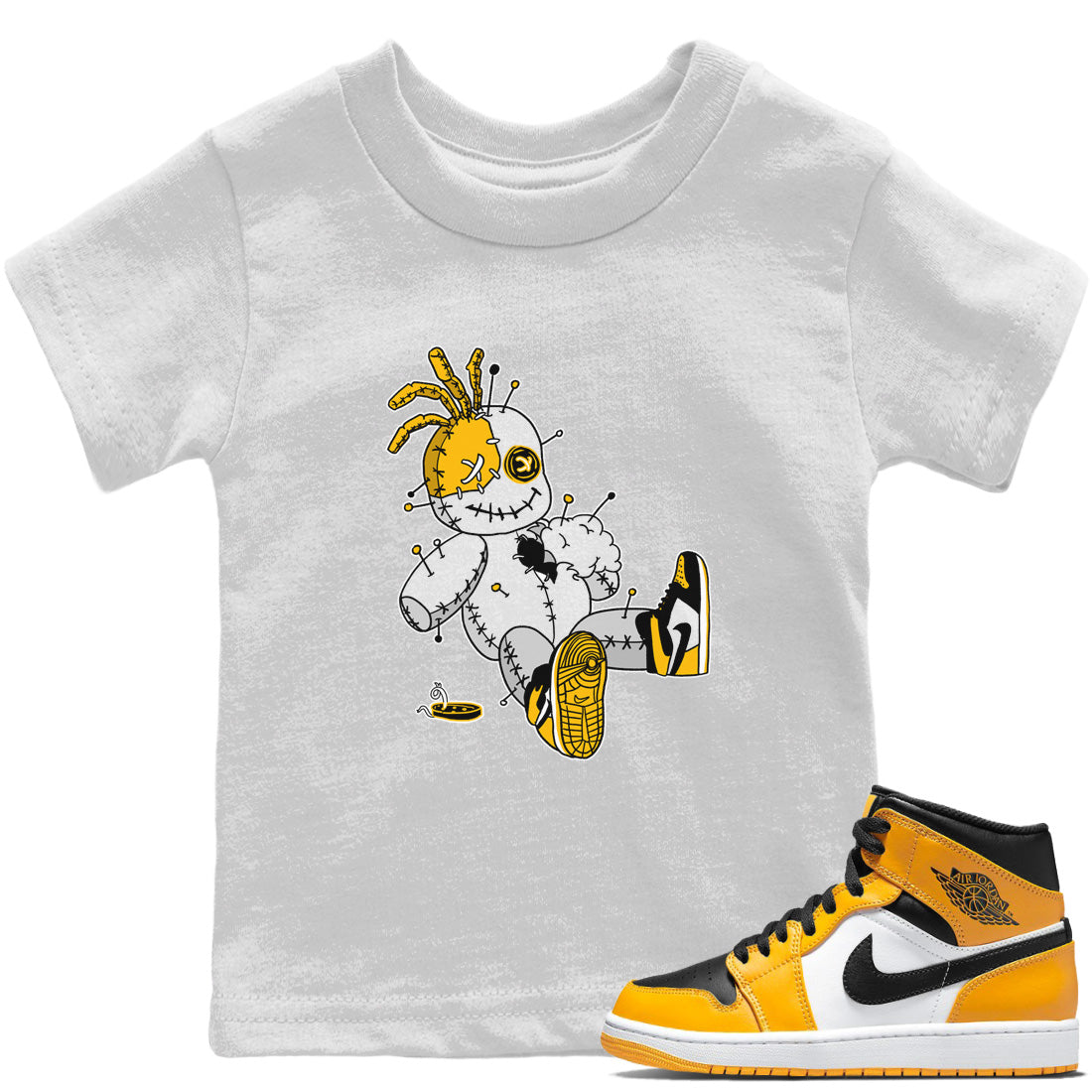 Jordan 1 Taxi Sneaker Matching T-Shirt Voodoo Doll Sneaker Tees Jordan 1 Taxi Sneaker Release Tees Kids Shirts