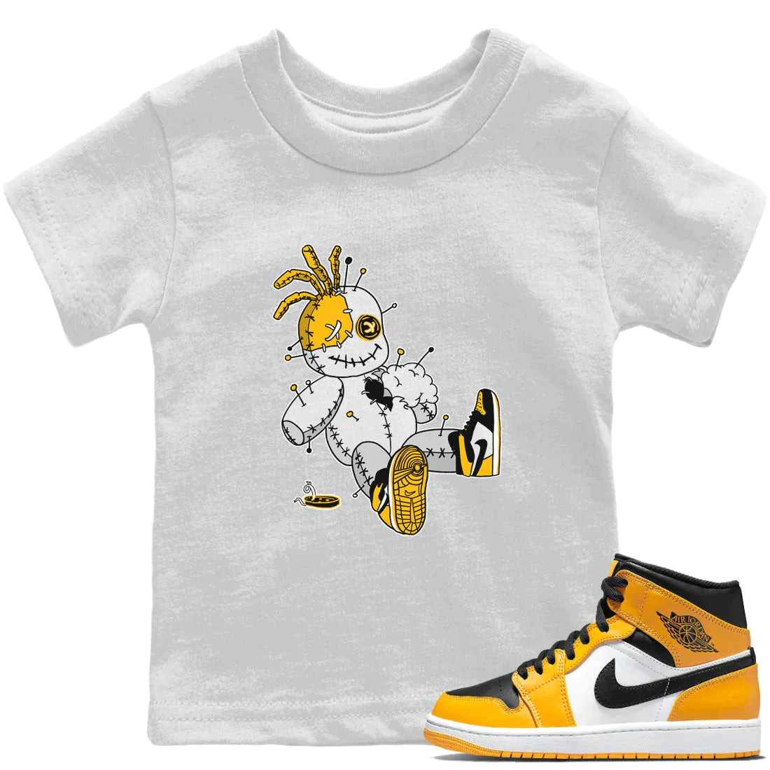 Jordan 1 Taxi Sneaker Matching T-Shirt Voodoo Doll Sneaker Tees Jordan 1 Taxi Sneaker Release Tees Kids Shirts