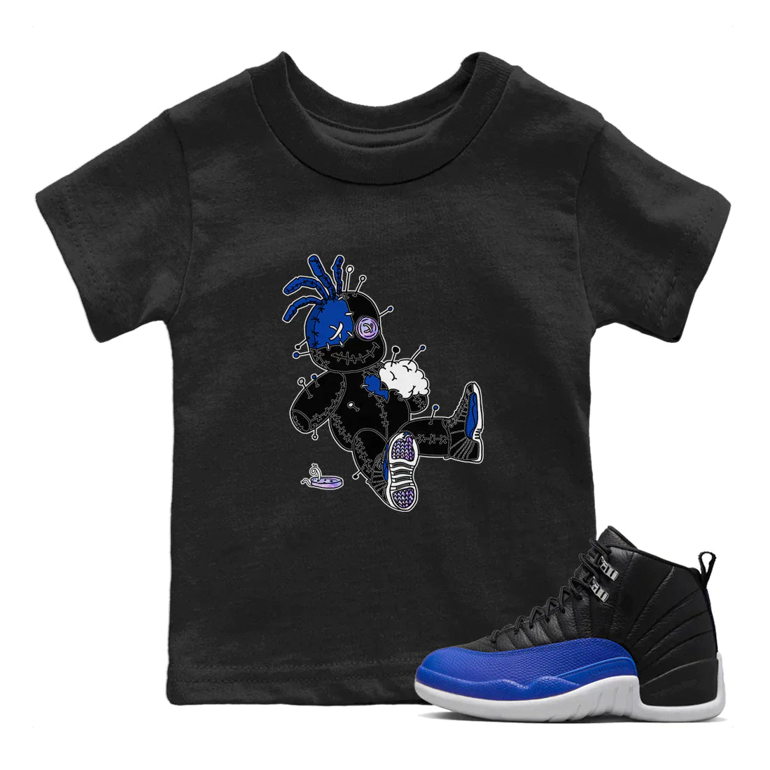 Jordan 12 Hyper Royal Sneaker Matching T-Shirt Voodoo Doll Sneaker Tees Jordan 12 Hyper Royal Sneaker Release Tees Kids Shirts