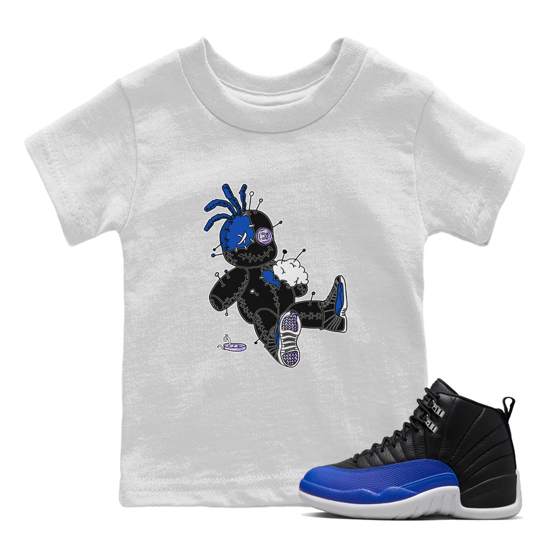 Jordan 12 Hyper Royal Sneaker Matching T-Shirt Voodoo Doll Sneaker Tees Jordan 12 Hyper Royal Sneaker Release Tees Kids Shirts