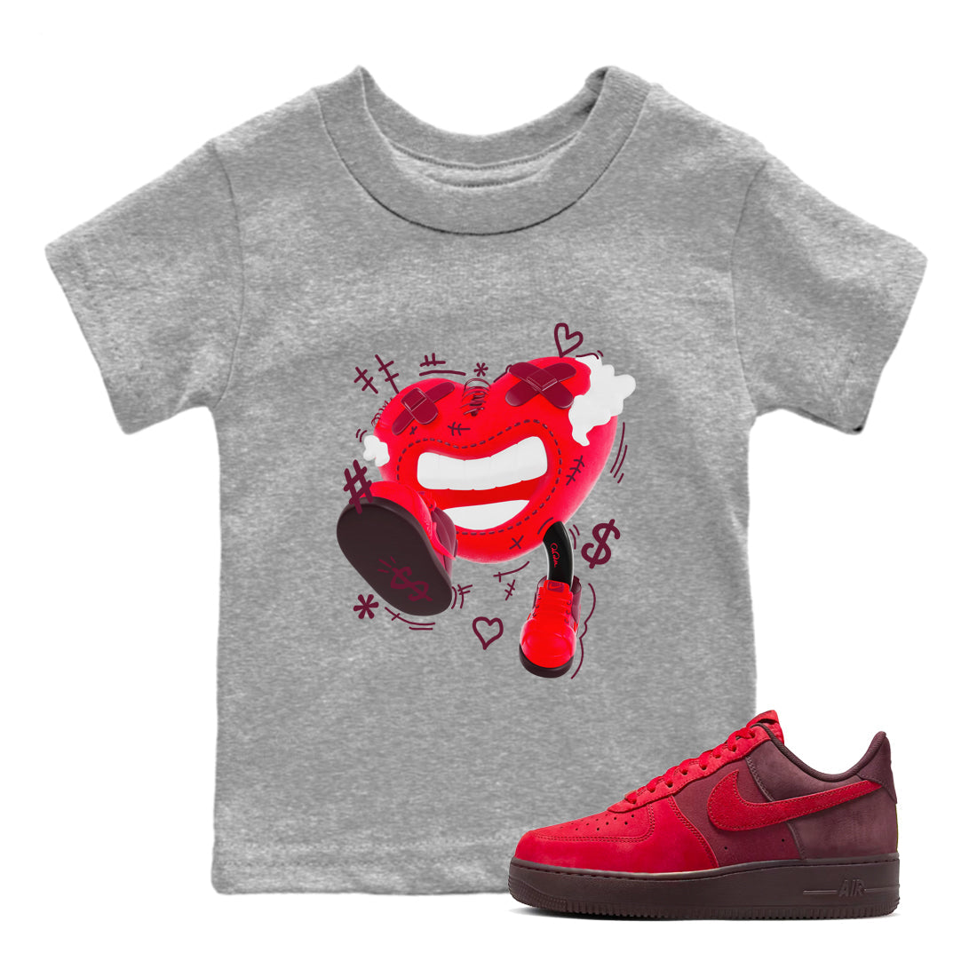 Air Force 1 Layers of Love shirt to match jordans Walk In Love sneaker tees af1 Layers of Love Drip Gear Zone baby toddler Heather Grey 1 cotton Shirt