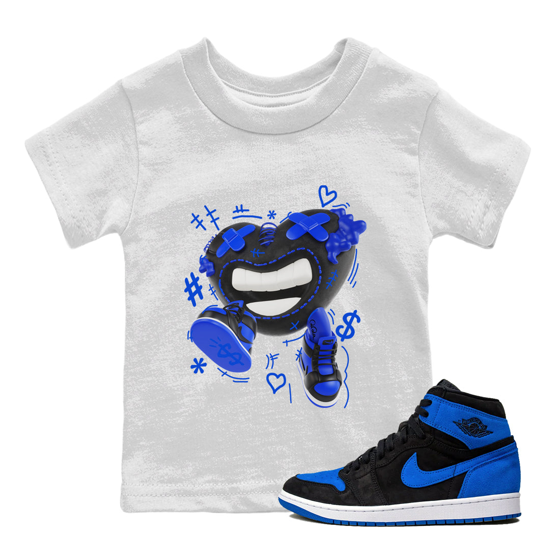 Air Jordan 1 Royal Reimagined shirt to match jordans Walk In Love sneaker tees AJ1 OG HIGH Royal Reimagined Drip Gear Zone Kids Baby Toddler sneaker shirts White 1 T-Shirt