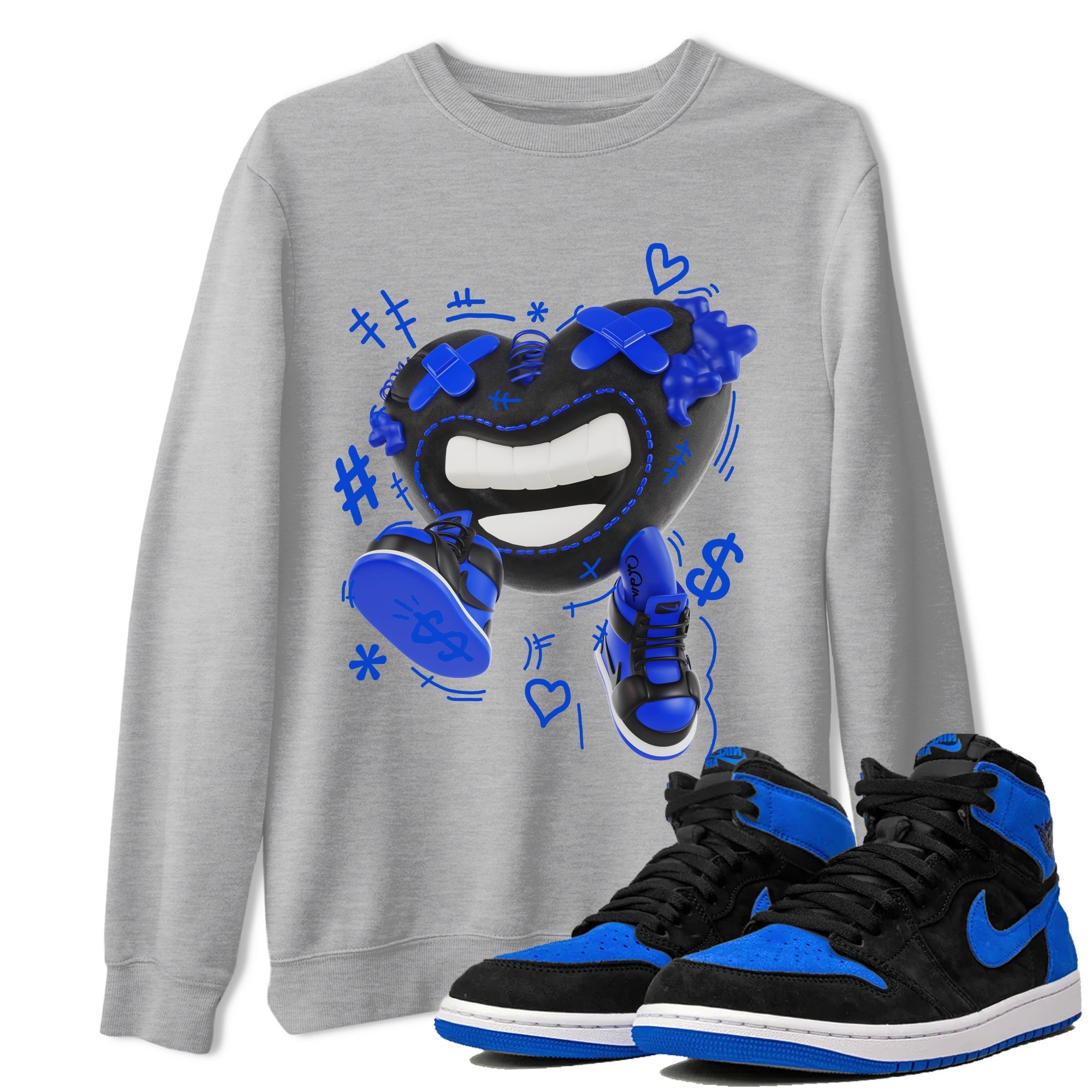 Air Jordan 1 Royal Reimagined shirt to match jordans Walk In Love sneaker tees AJ1 OG HIGH Royal Reimagined Drip Gear Zone Unisex Sneaker Tees and Sneaker Match T-Shirt Heather Grey 1 T-Shirt