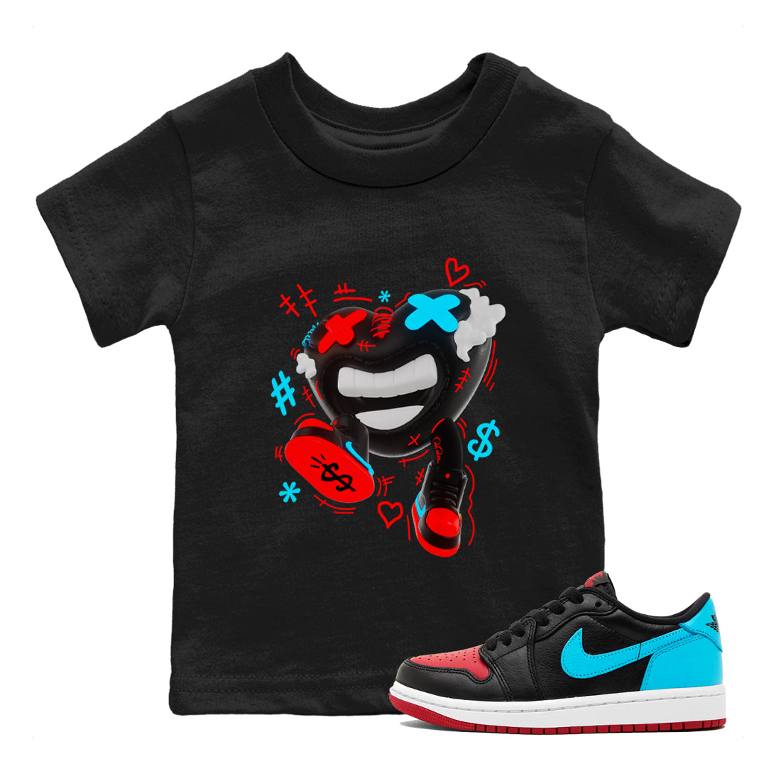 Air Jordan 1 UNC to Chicago shirt to match jordans Walk In Love Streetwear Sneaker Shirt AJ1 UNC to Chicago Drip Gear Zone Sneaker Matching Clothing Baby Toddler Black 1 T-Shirt