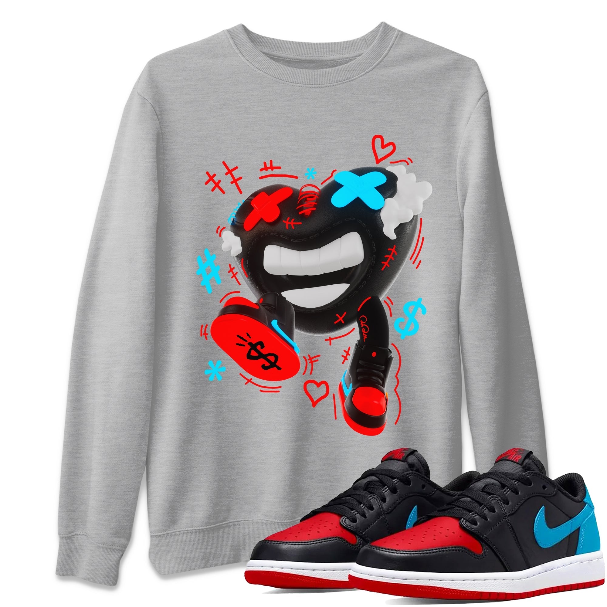 Air Jordan 1 UNC to Chicago shirt to match jordans Walk In Love Streetwear Sneaker Shirt AJ1 UNC to Chicago Drip Gear Zone Sneaker Matching Clothing Unisex Heather Grey 1 T-Shirt