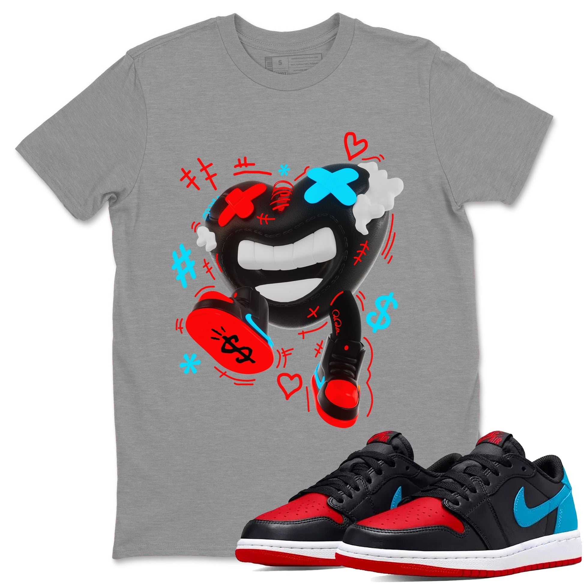 Air Jordan 1 UNC to Chicago shirt to match jordans Walk In Love Streetwear Sneaker Shirt AJ1 UNC to Chicago Drip Gear Zone Sneaker Matching Clothing Unisex Heather Grey 1 T-Shirt