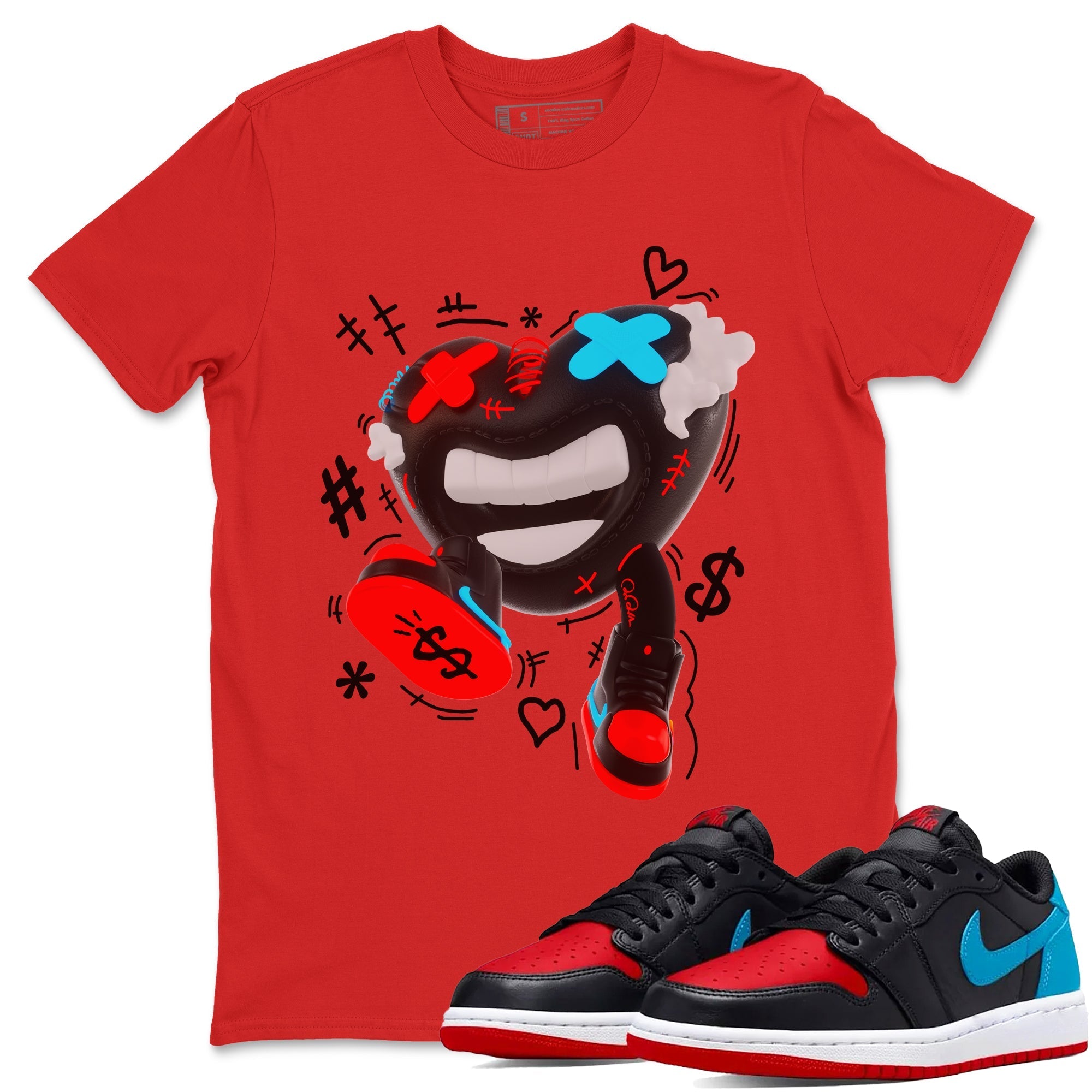 Air Jordan 1 UNC to Chicago shirt to match jordans Walk In Love Streetwear Sneaker Shirt AJ1 UNC to Chicago Drip Gear Zone Sneaker Matching Clothing Unisex Red 1 T-Shirt
