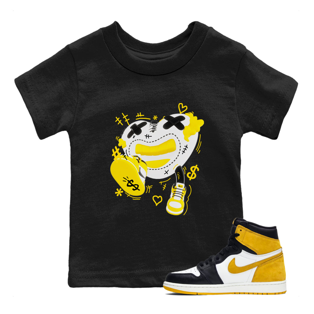 1s Yellow Ochre shirt to match jordans Walk In Love sneaker tees streetwear brand Air Jordan 1 Yellow Ochre Drip Gear Zone Brand baby toddler Black 1 cotton Shirt