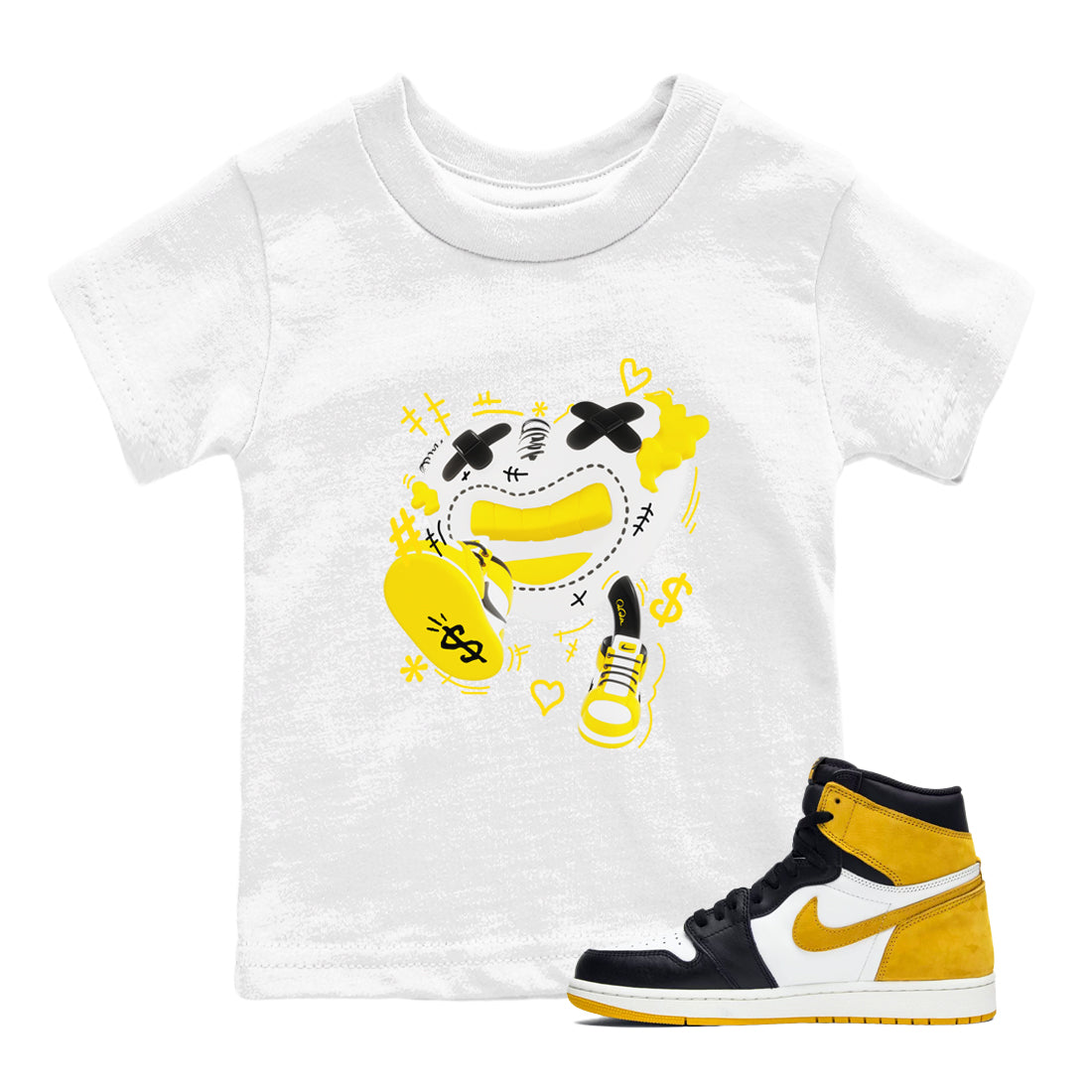 1s Yellow Ochre shirt to match jordans Walk In Love sneaker tees streetwear brand Air Jordan 1 Yellow Ochre Drip Gear Zone Brand baby toddler White 1 cotton Shirt