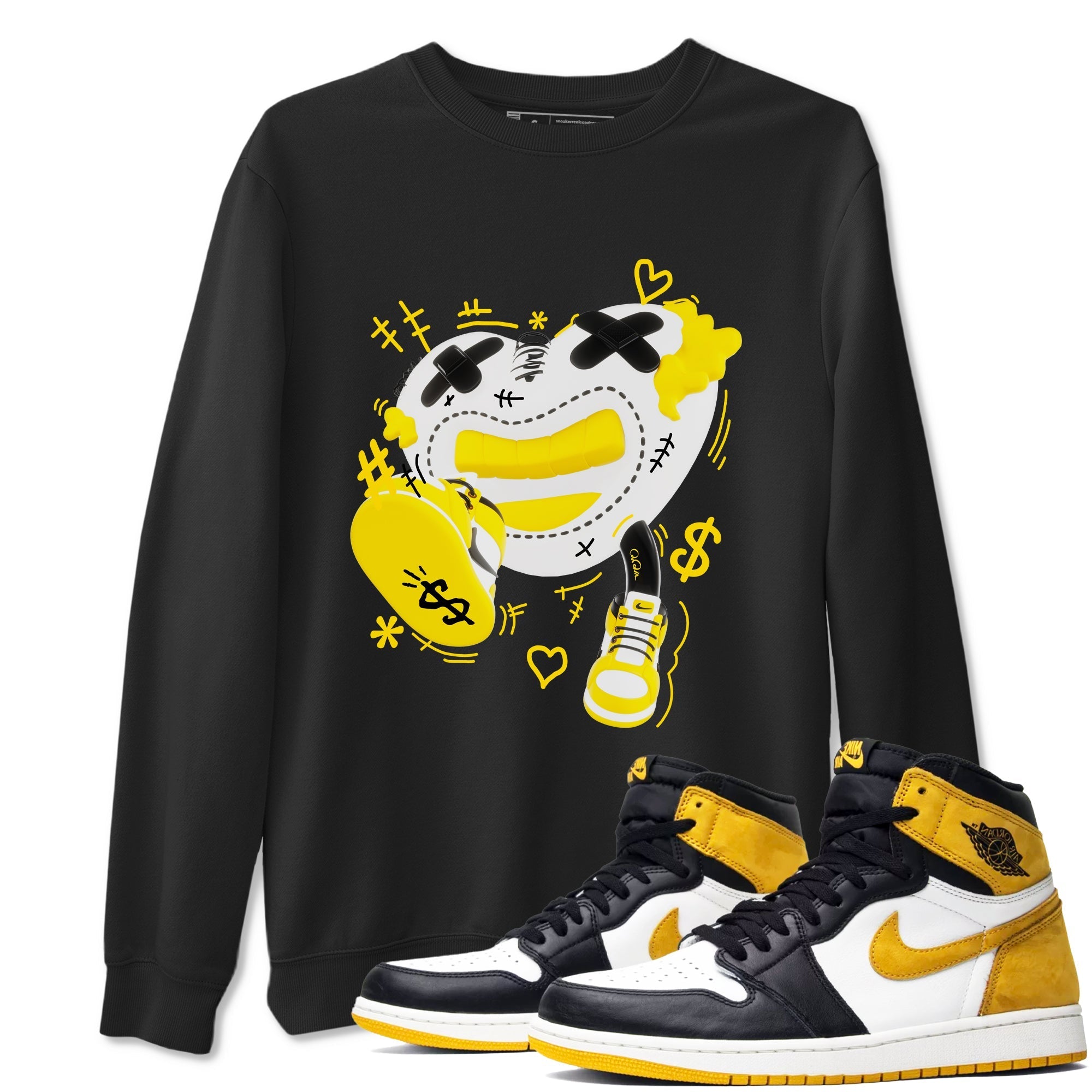1s Yellow Ochre shirt to match jordans Walk In Love sneaker tees streetwear brand Air Jordan 1 Yellow Ochre Drip Gear Zone Brand unisex cotton Black 1 crew neck shirt
