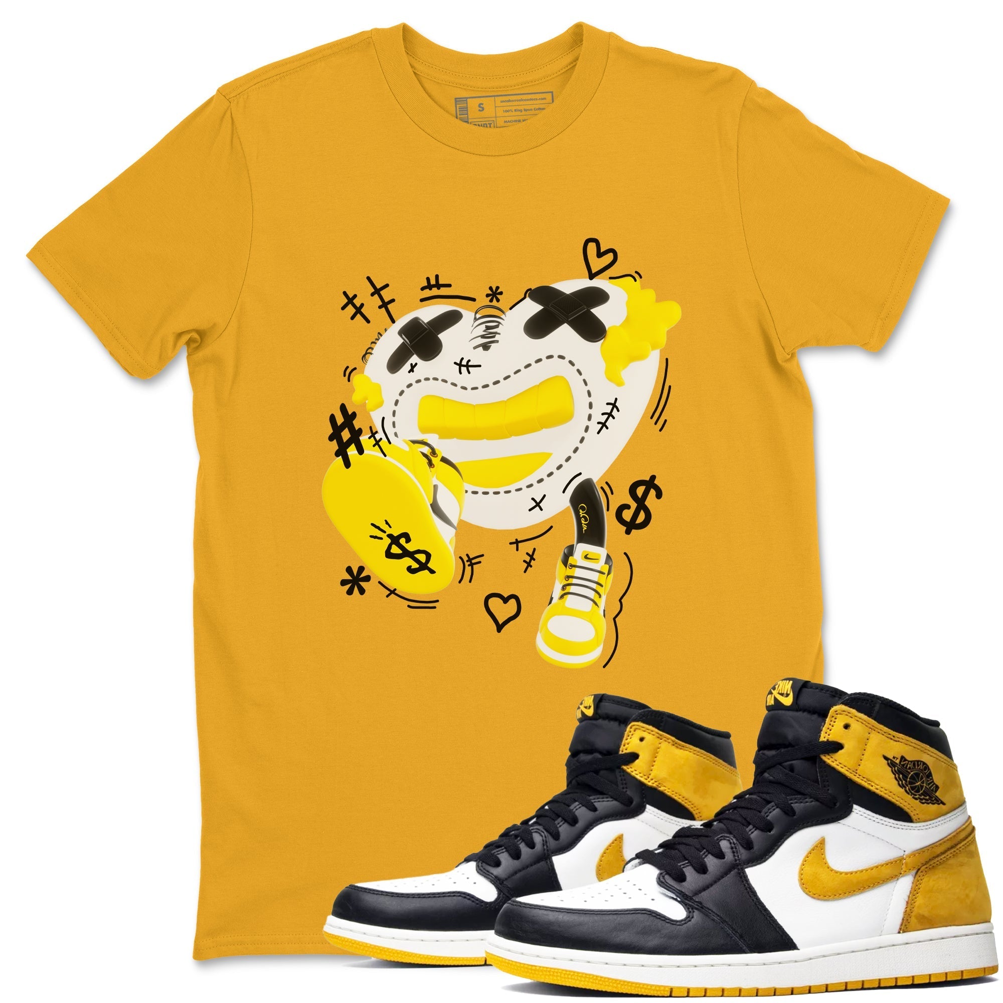 1s Yellow Ochre shirt to match jordans Walk In Love sneaker tees streetwear brand Air Jordan 1 Yellow Ochre Drip Gear Zone Brand unisex cotton Gold 1 crew neck shirt