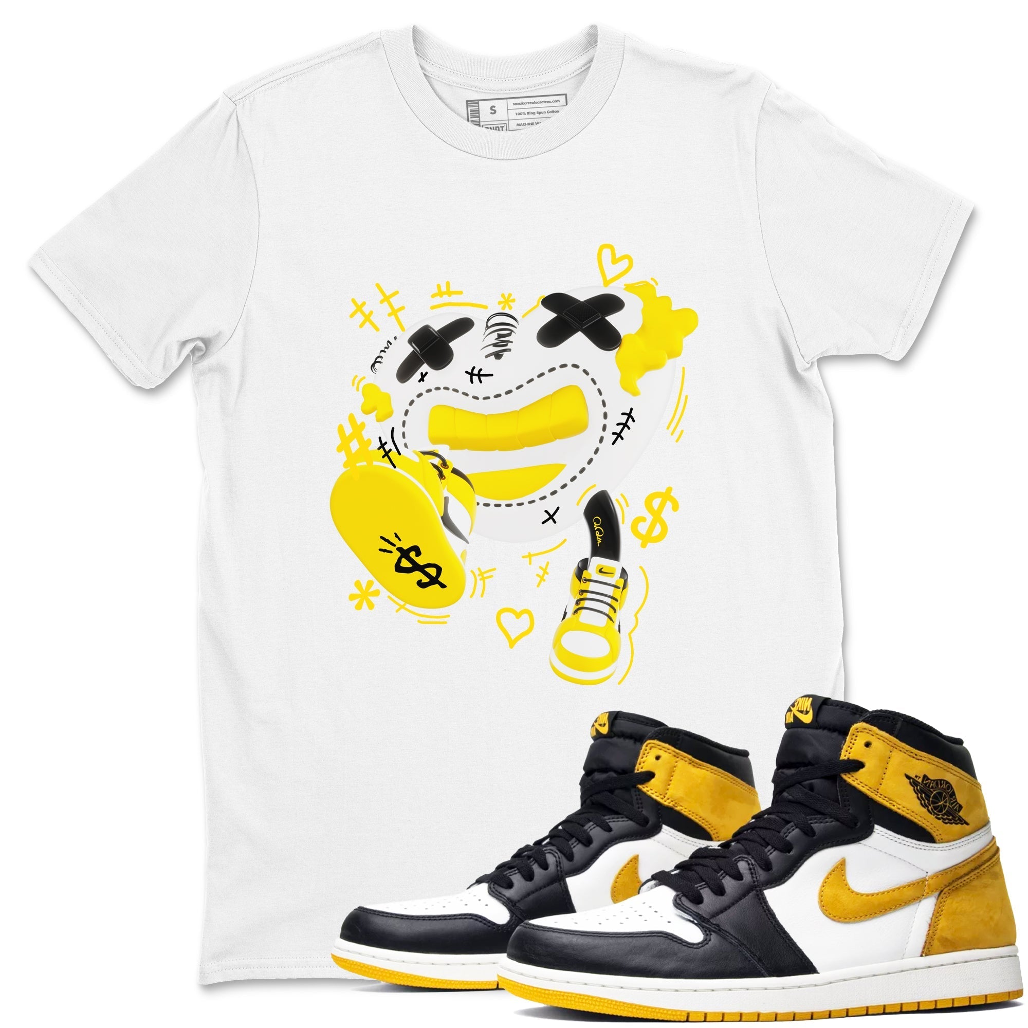1s Yellow Ochre shirt to match jordans Walk In Love sneaker tees streetwear brand Air Jordan 1 Yellow Ochre Drip Gear Zone Brand unisex cotton White 1 crew neck shirt