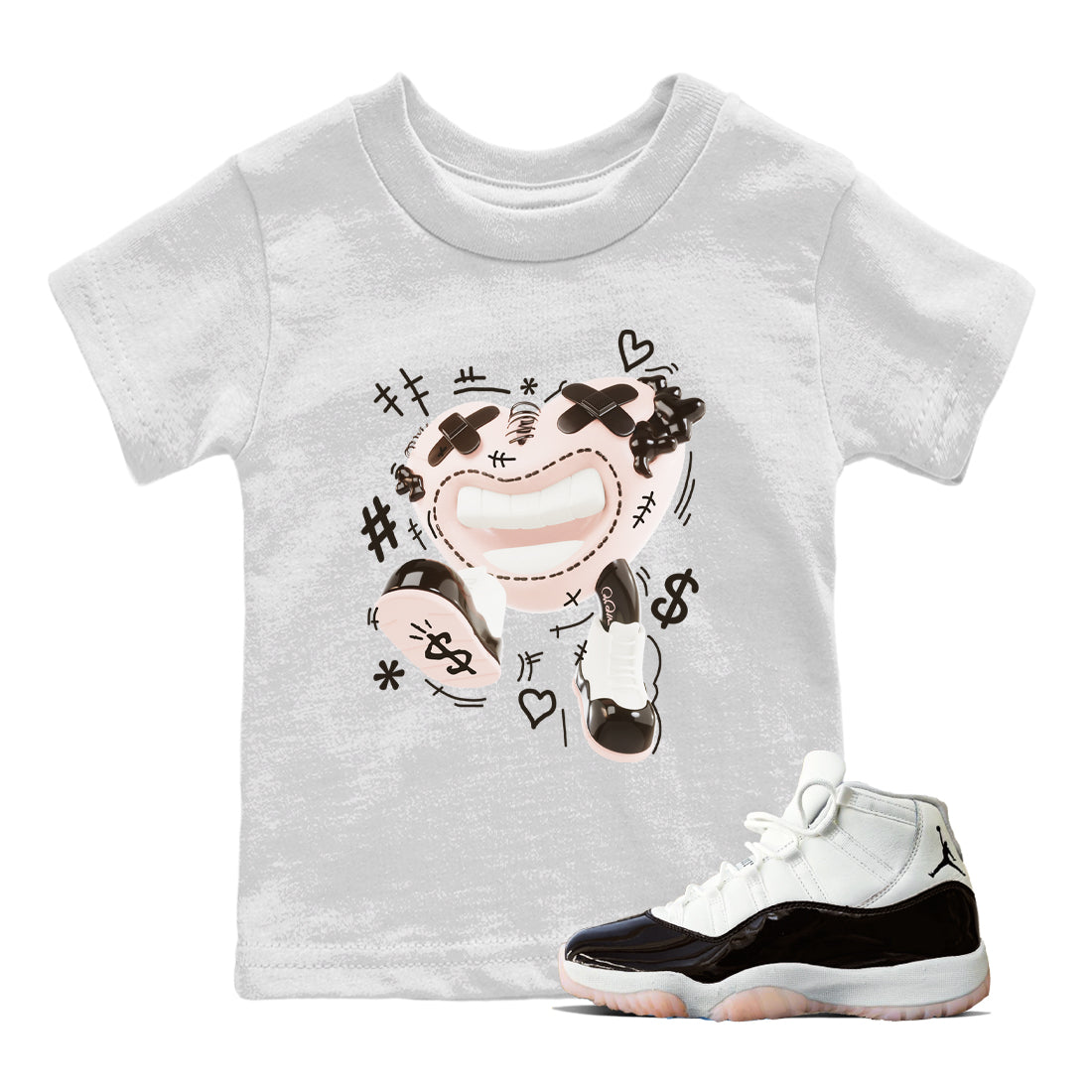 Air Jordan 11 Neapolitan shirt to match jordans Walk In Love sneaker matching t-shirts and clothing AJ11 Neapolitan Drip Gear Zone Youth Kids Toddler White 1 T-Shirt