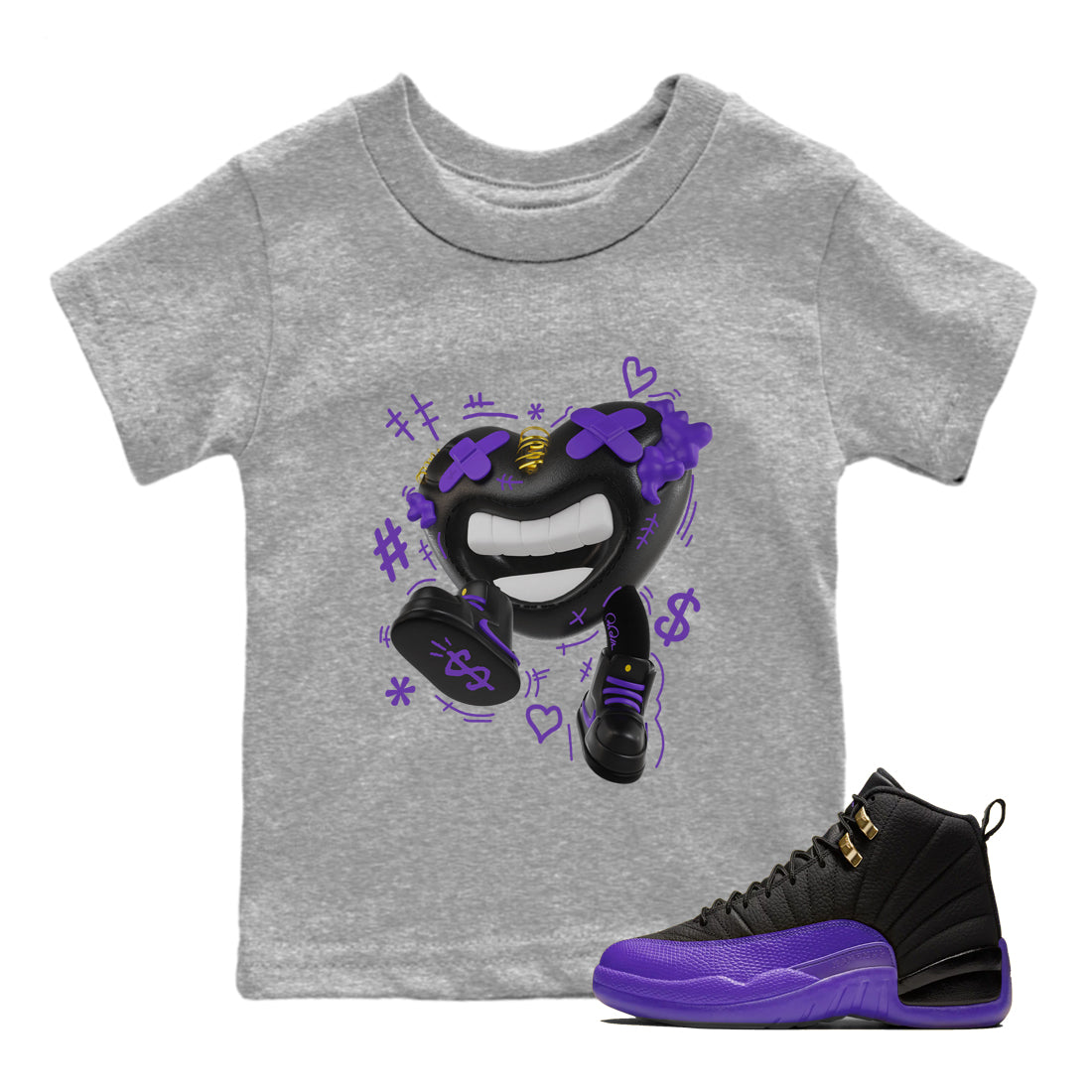 Air Jordan 12 Field Purple shirt to match jordans Walk In Love Streetwear Sneaker Shirt AJ12 Field Purple Drip Gear Zone Sneaker Matching Clothing Baby Toddler Heather Grey 1 T-Shirt