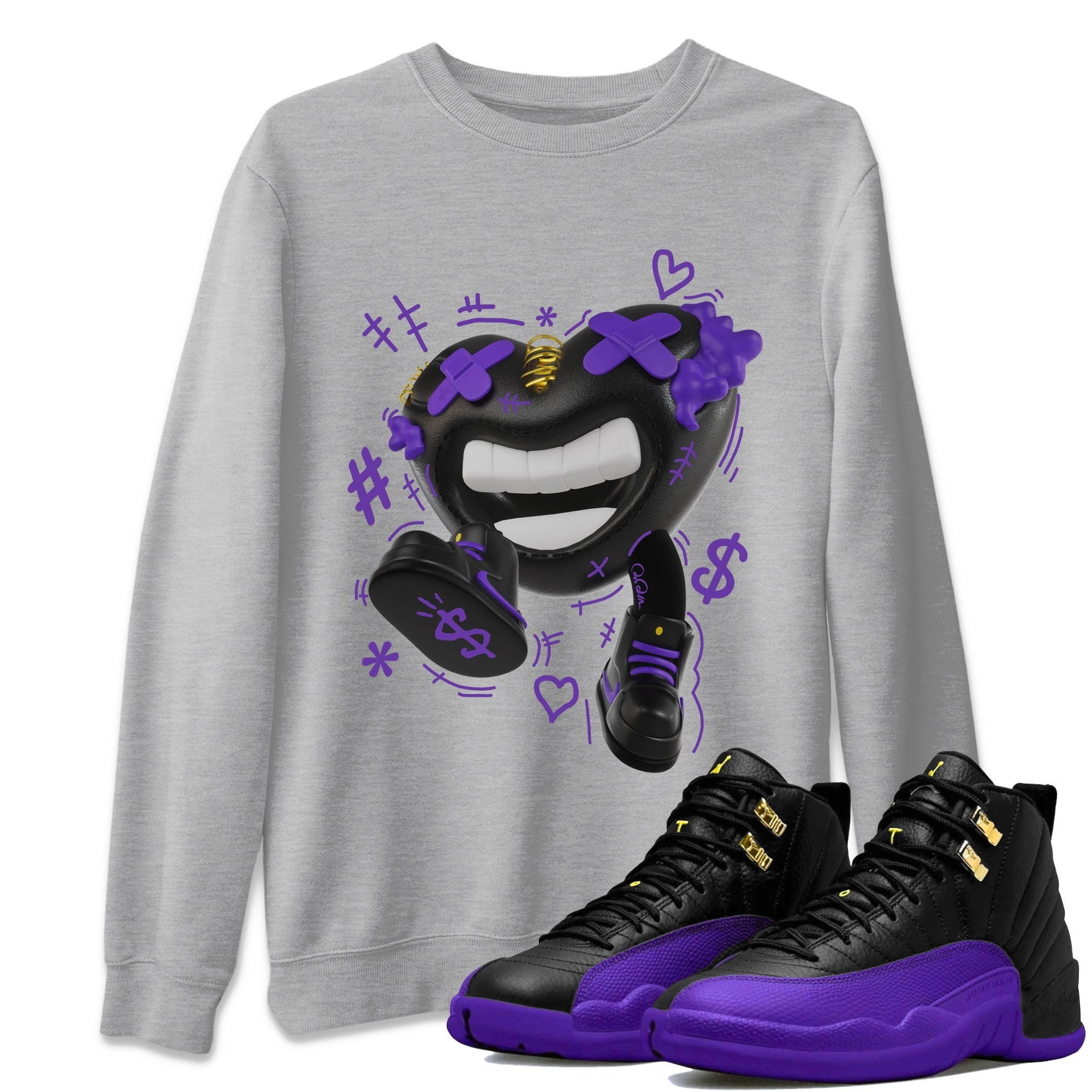 Air Jordan 12 Field Purple shirt to match jordans Walk In Love Streetwear Sneaker Shirt AJ12 Field Purple Drip Gear Zone Sneaker Matching Clothing Unisex Heather Grey 1 T-Shirt
