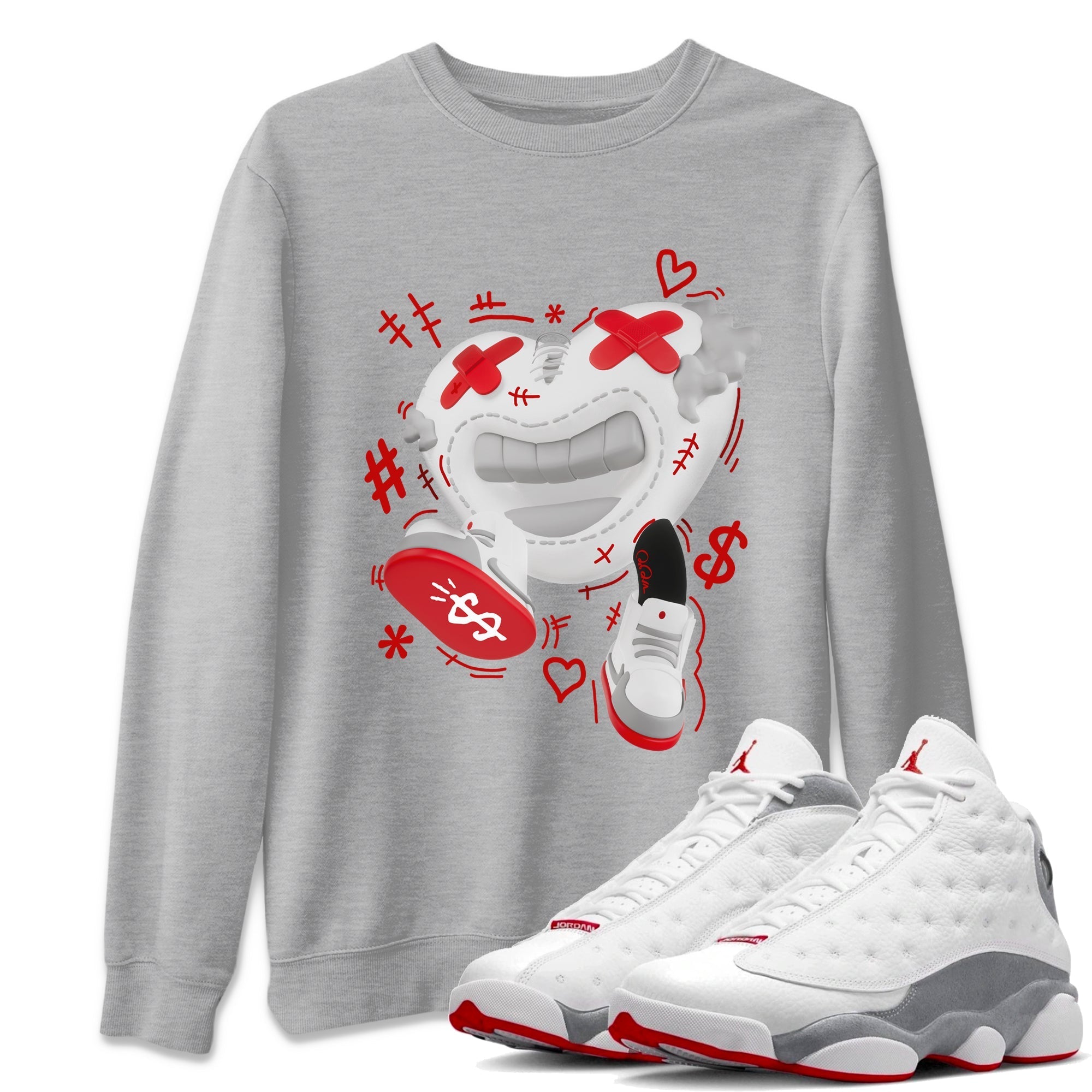Air Jordan 13 Wolf Grey shirt to match jordans Walk In Love Streetwear Sneaker Shirt AJ13 Wolf Grey Drip Gear Zone Sneaker Matching Clothing Unisex Heather Grey 1 T-Shirt