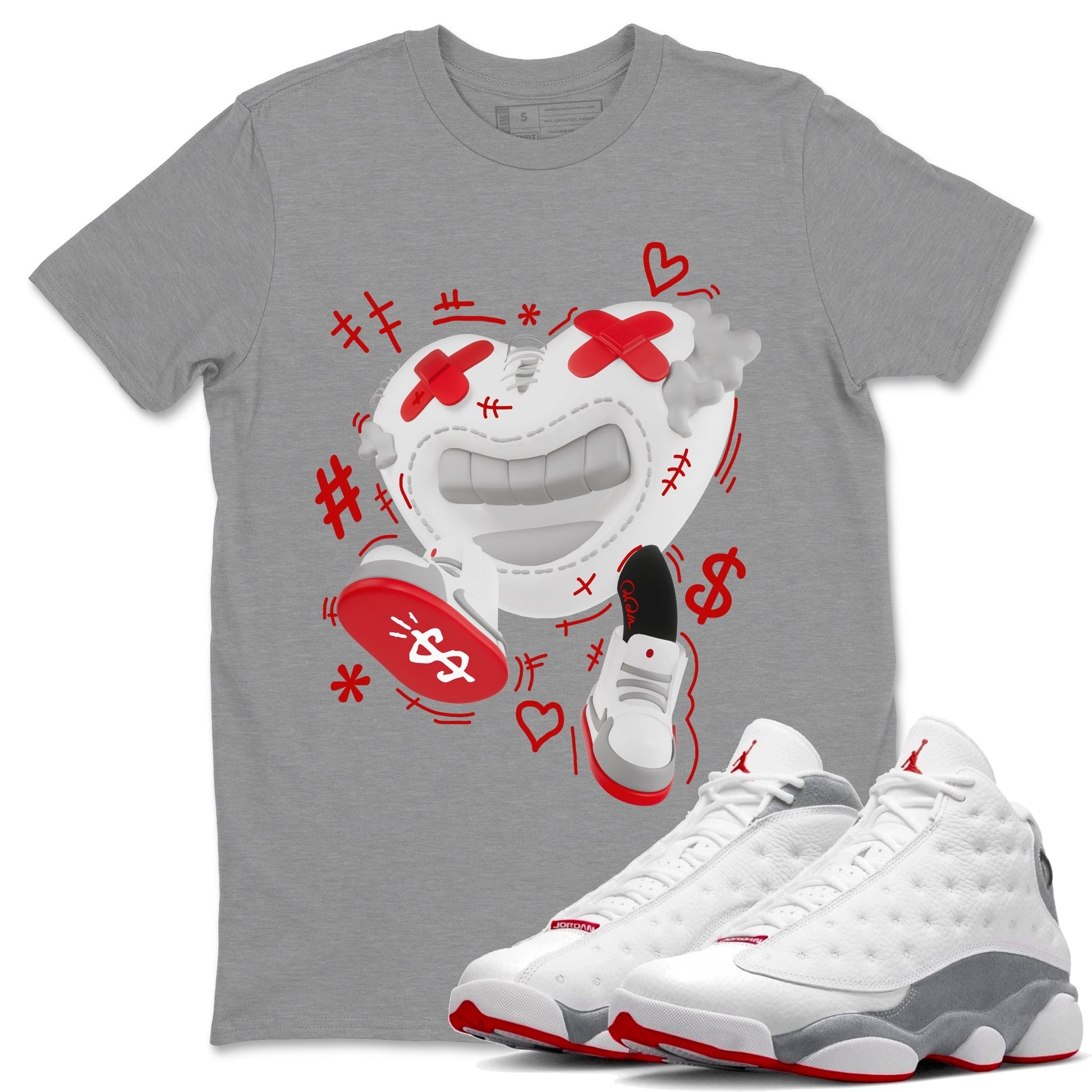 Air Jordan 13 Wolf Grey shirt to match jordans Walk In Love Streetwear Sneaker Shirt AJ13 Wolf Grey Drip Gear Zone Sneaker Matching Clothing Unisex Heather Grey 1 T-Shirt
