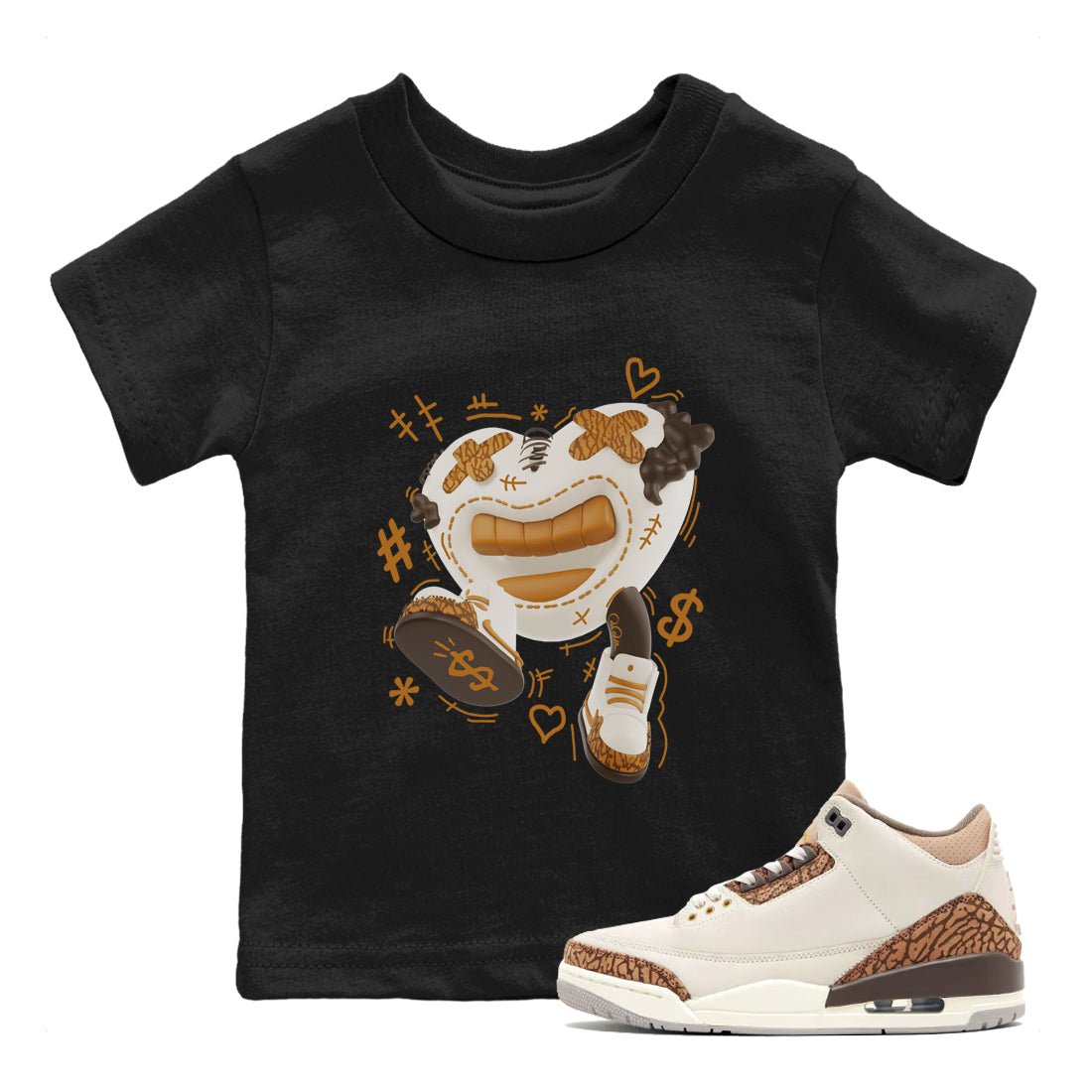 Air Jordan 3 Palomino shirt to match jordans Walk In Love Streetwear Sneaker Shirt AJ3 Palomino Drip Gear Zone Sneaker Matching Clothing Baby Toddler Black 1 T-Shirt