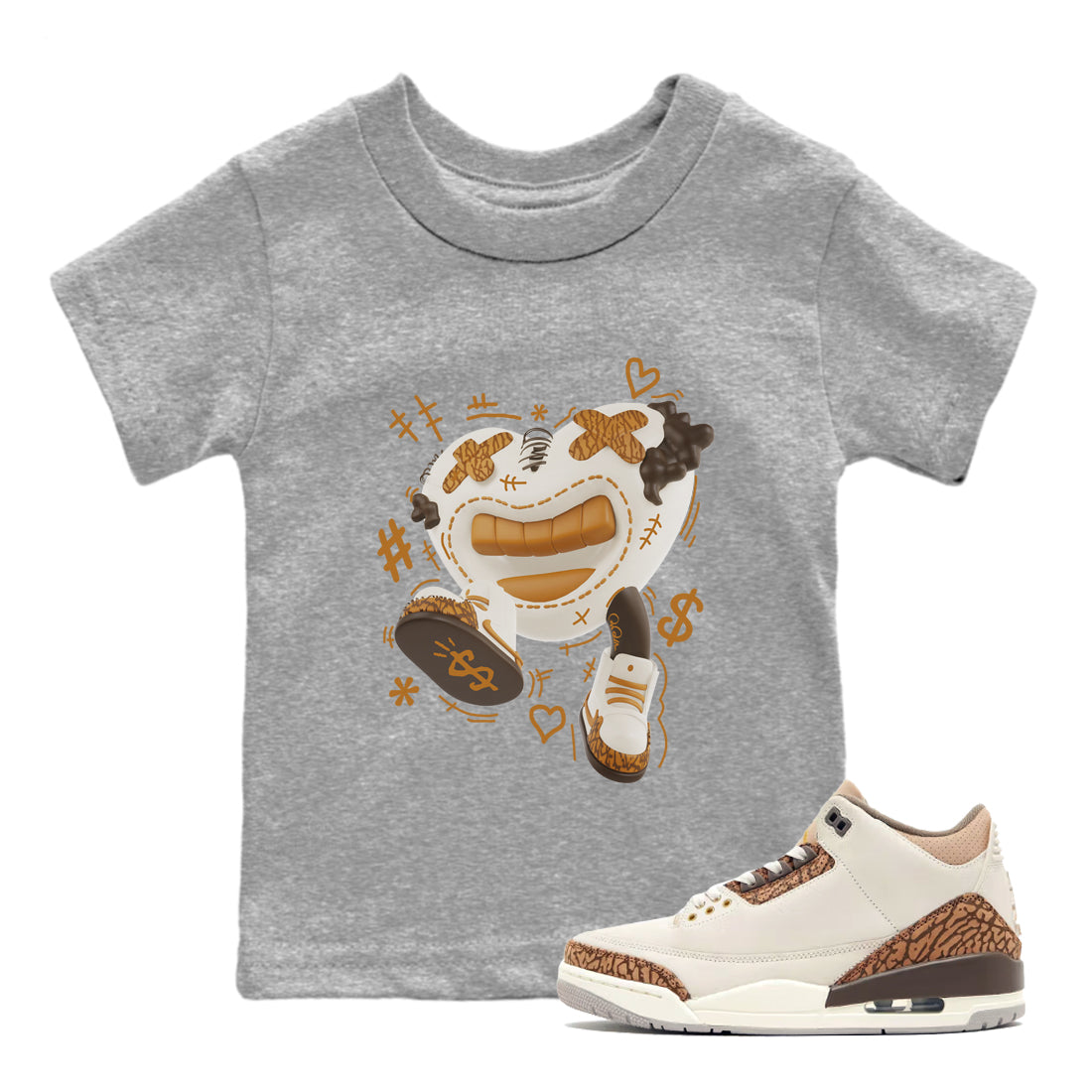 Air Jordan 3 Palomino shirt to match jordans Walk In Love Streetwear Sneaker Shirt AJ3 Palomino Drip Gear Zone Sneaker Matching Clothing Baby Toddler Heather Grey 1 T-Shirt