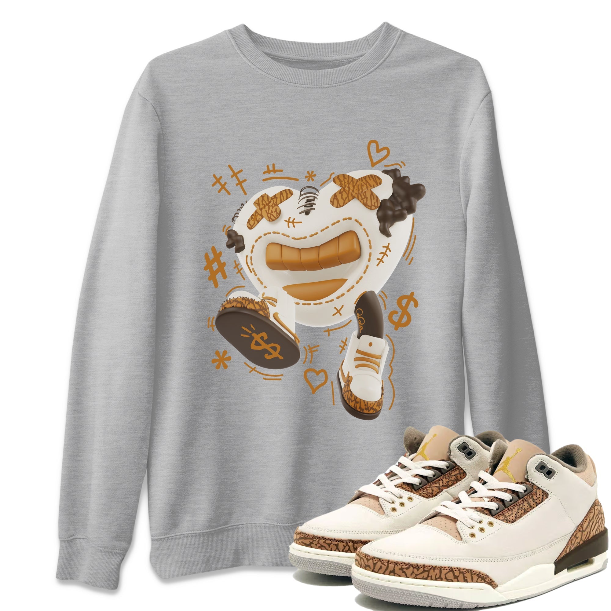 Air Jordan 3 Palomino shirt to match jordans Walk In Love Streetwear Sneaker Shirt AJ3 Palomino Drip Gear Zone Sneaker Matching Clothing Unisex Heather Grey 1 T-Shirt