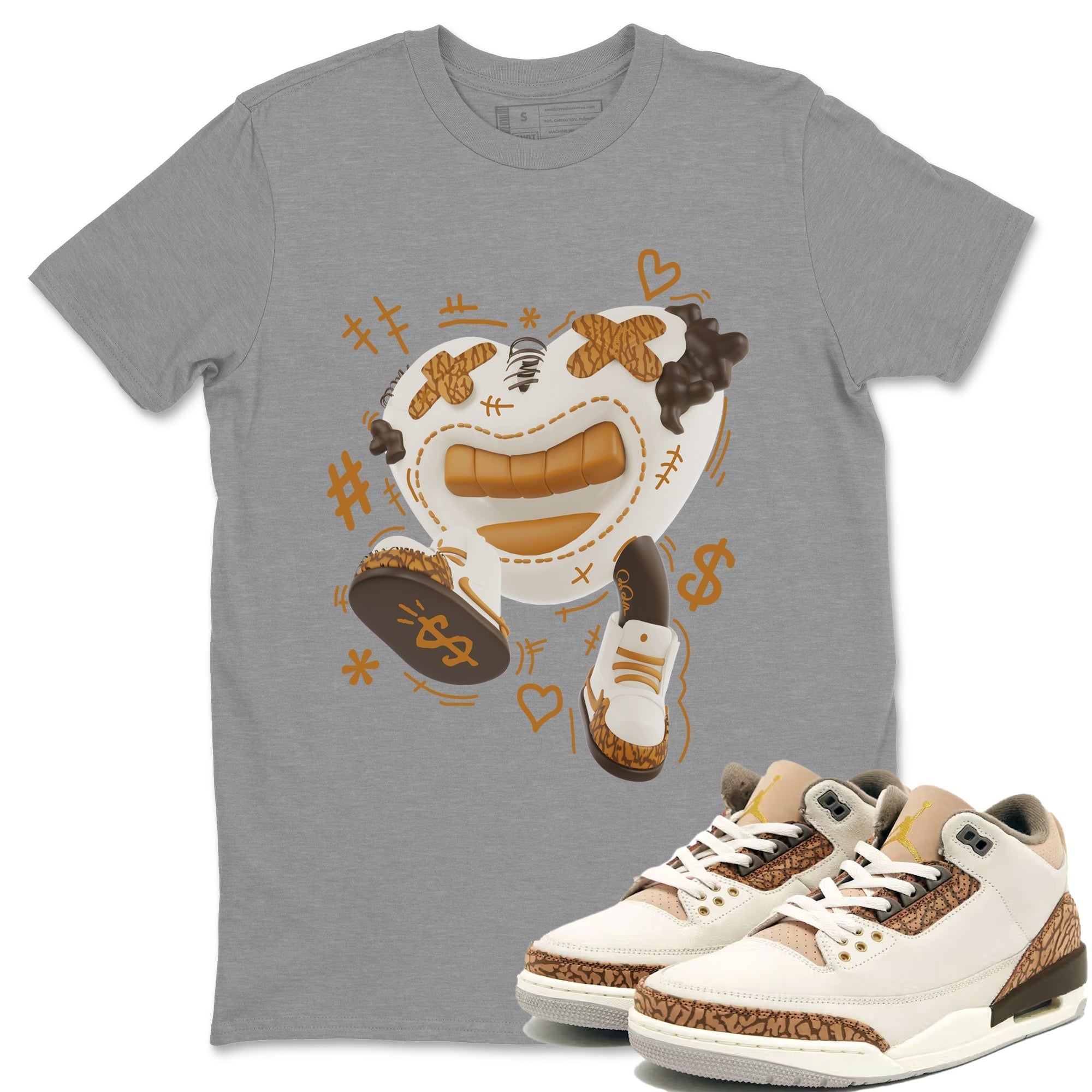 Air Jordan 3 Palomino shirt to match jordans Walk In Love Streetwear Sneaker Shirt AJ3 Palomino Drip Gear Zone Sneaker Matching Clothing Unisex Heather Grey 1 T-Shirt