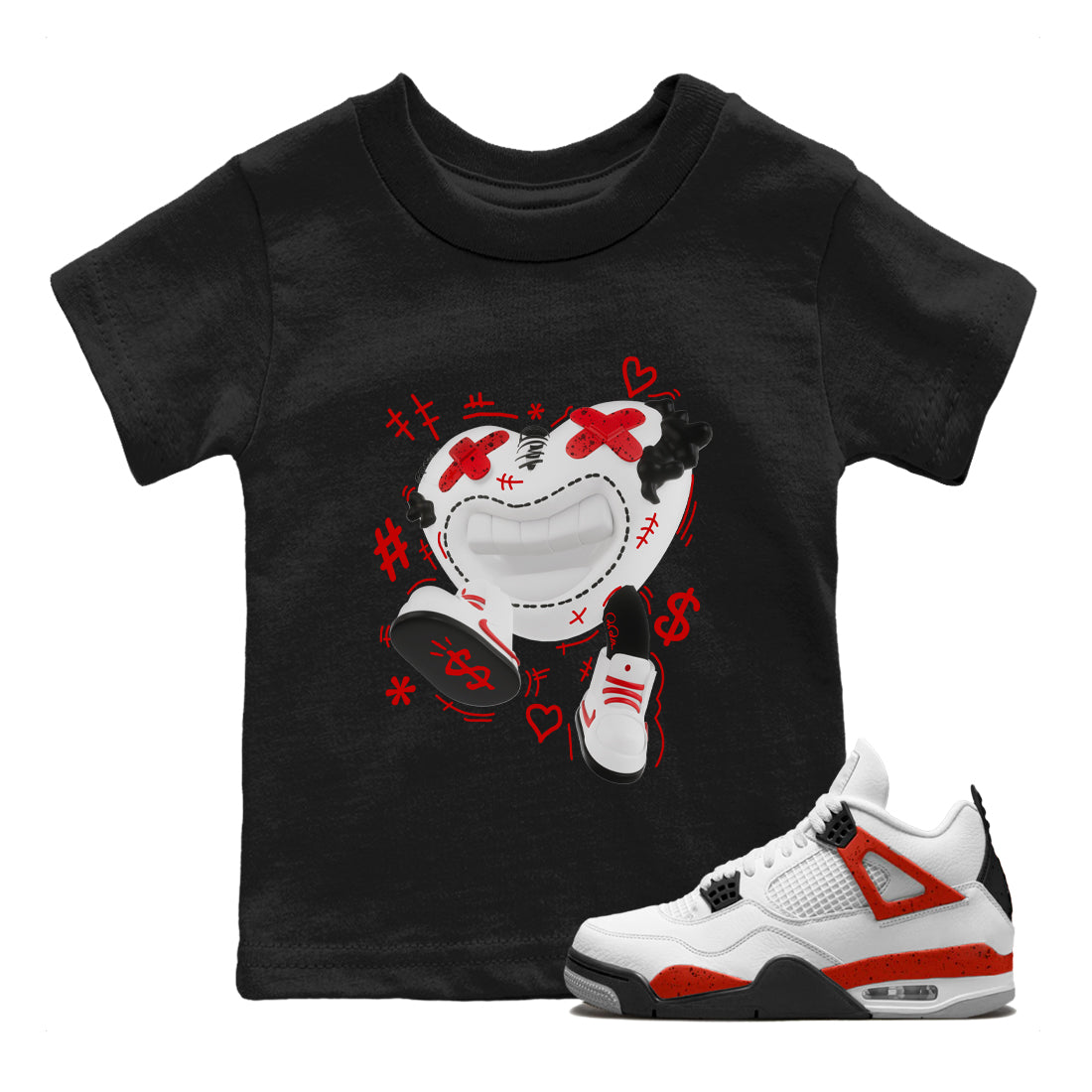 Air Jordan 4 Red Cement shirt to match jordans Walk In Love Streetwear Sneaker Shirt AJ4 Red Cement Drip Gear Zone Sneaker Matching Clothing Baby Toddler Black 1 T-Shirt