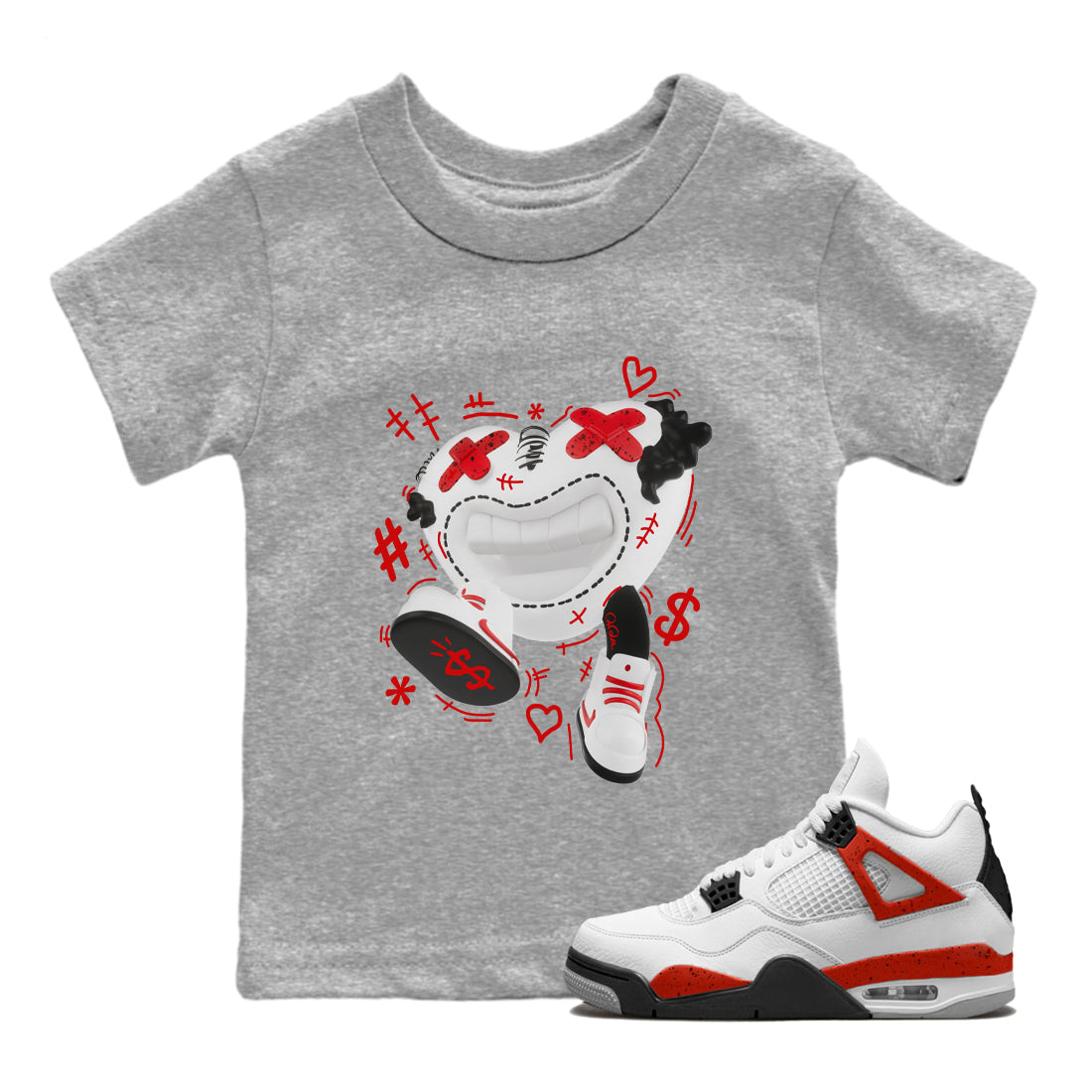 Air Jordan 4 Red Cement shirt to match jordans Walk In Love Streetwear Sneaker Shirt AJ4 Red Cement Drip Gear Zone Sneaker Matching Clothing Baby Toddler Heather Grey 1 T-Shirt