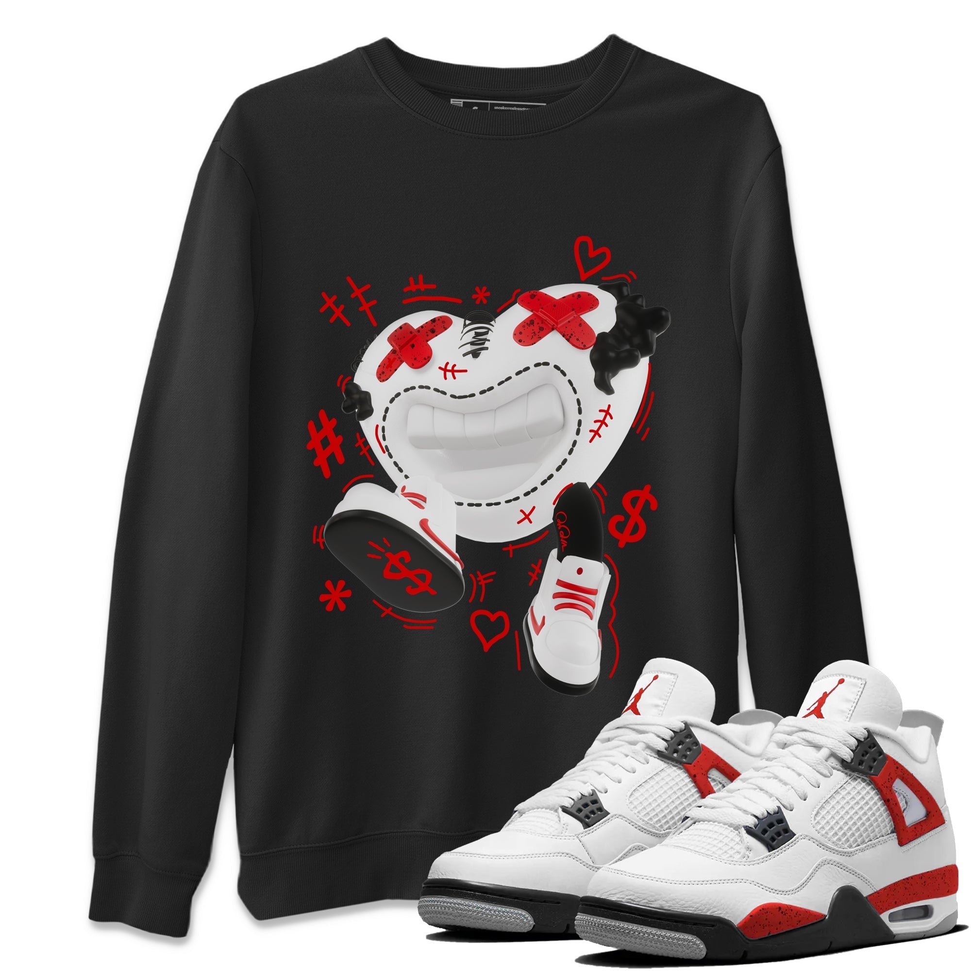 Air Jordan 4 Red Cement shirt to match jordans Walk In Love Streetwear Sneaker Shirt AJ4 Red Cement Drip Gear Zone Sneaker Matching Clothing Unisex Black 1 T-Shirt