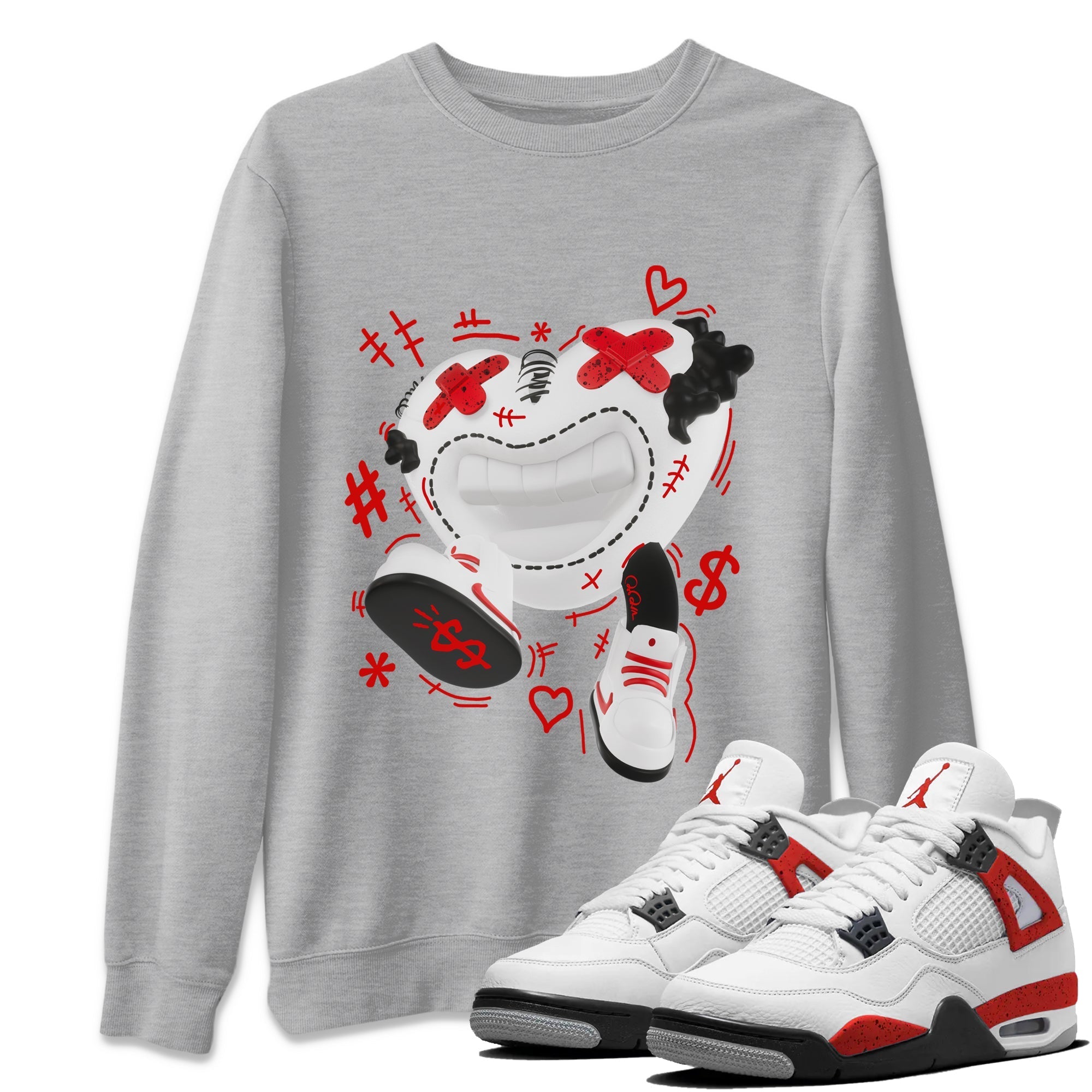 Air Jordan 4 Red Cement shirt to match jordans Walk In Love Streetwear Sneaker Shirt AJ4 Red Cement Drip Gear Zone Sneaker Matching Clothing Unisex Heather Grey 1 T-Shirt