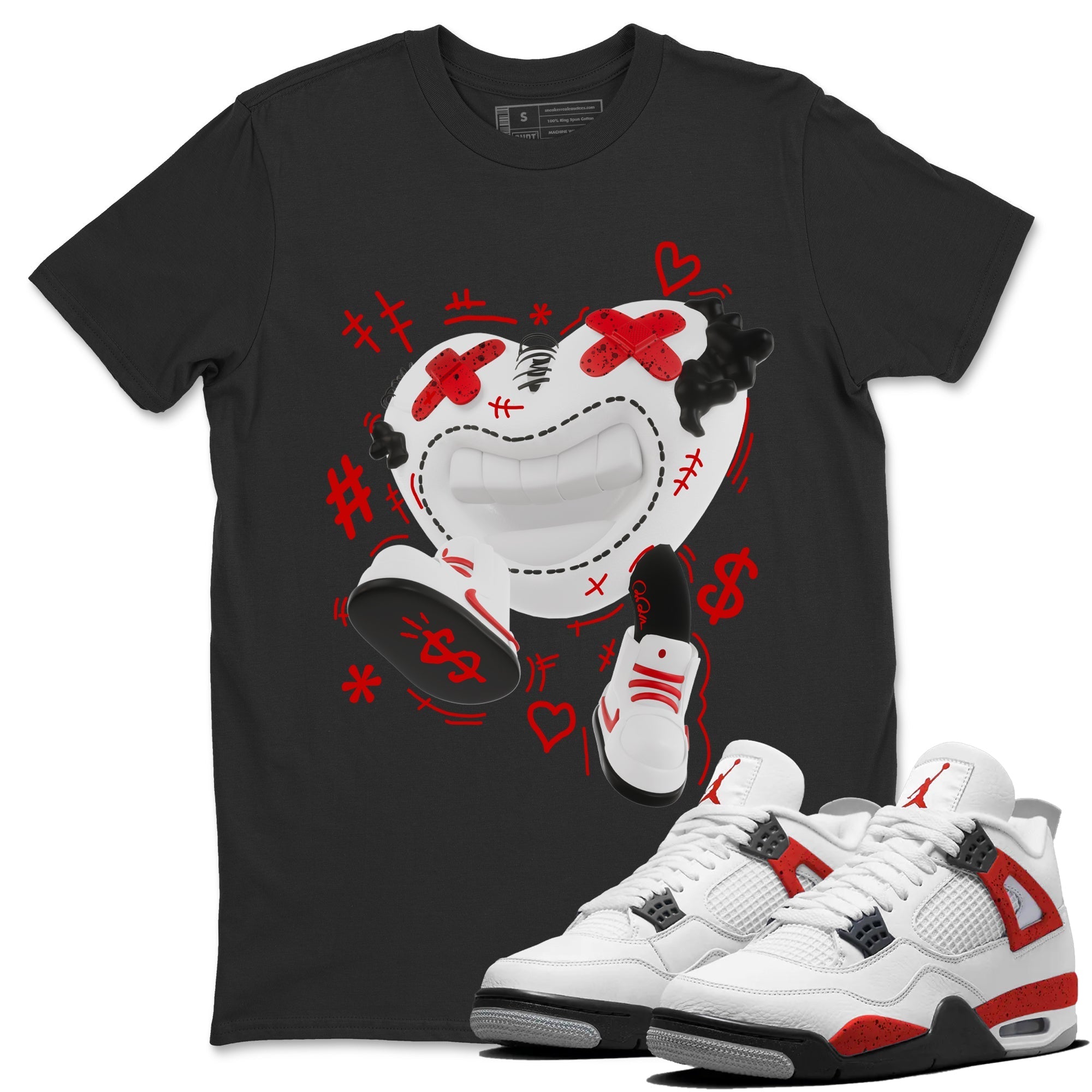Air Jordan 4 Red Cement shirt to match jordans Walk In Love Streetwear Sneaker Shirt AJ4 Red Cement Drip Gear Zone Sneaker Matching Clothing Unisex Black 1 T-Shirt