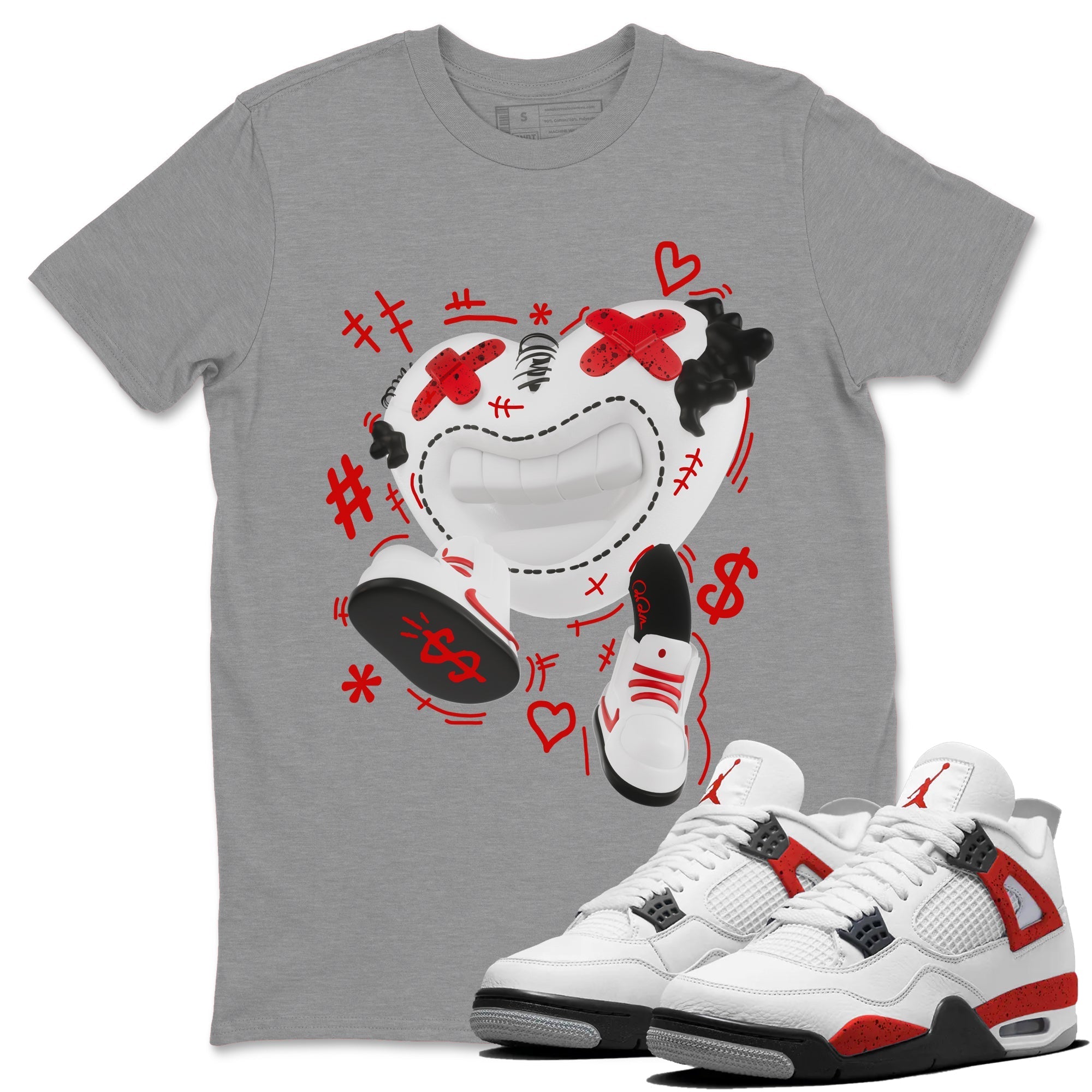 Air Jordan 4 Red Cement shirt to match jordans Walk In Love Streetwear Sneaker Shirt AJ4 Red Cement Drip Gear Zone Sneaker Matching Clothing Unisex Heather Grey 1 T-Shirt
