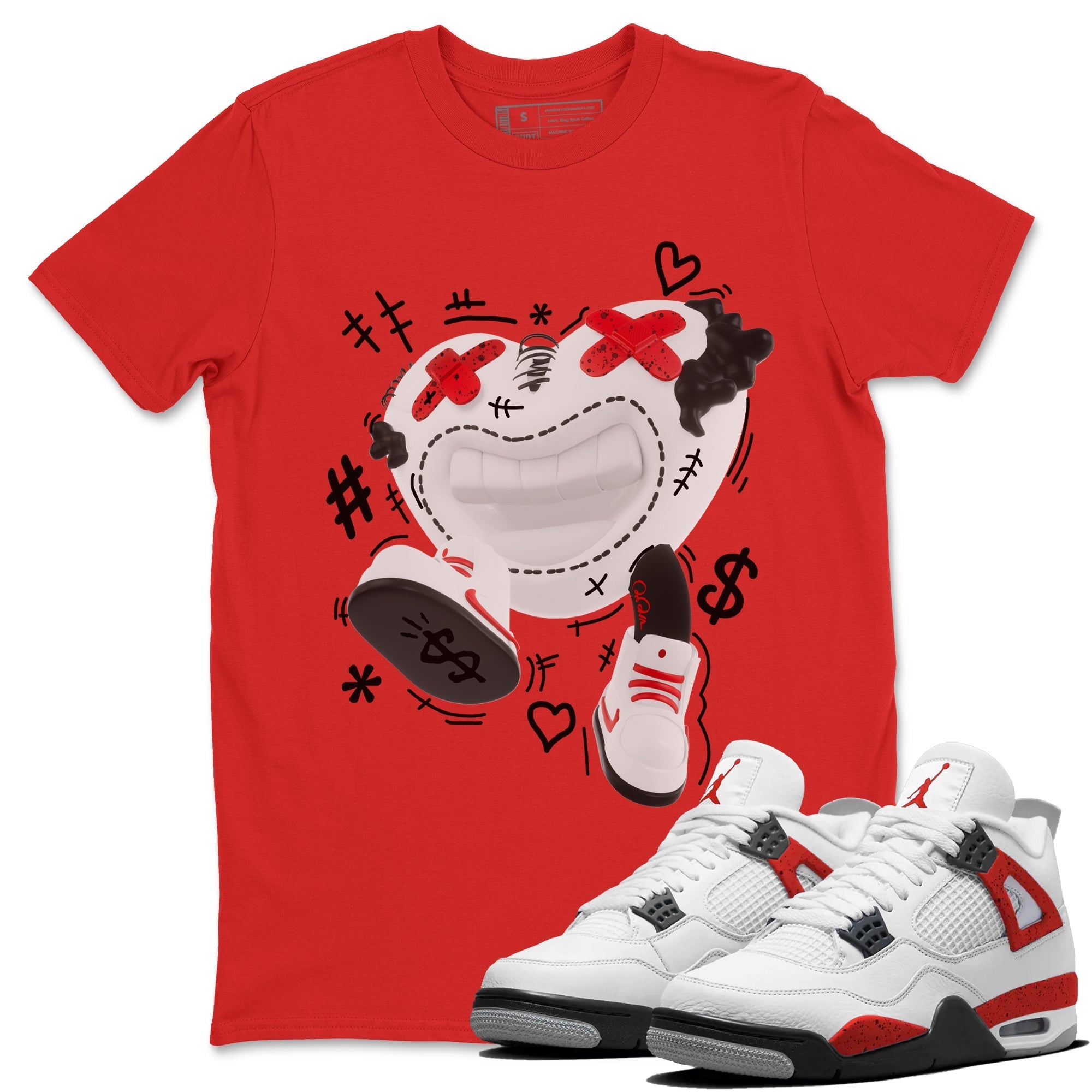 Air Jordan 4 Red Cement shirt to match jordans Walk In Love Streetwear Sneaker Shirt AJ4 Red Cement Drip Gear Zone Sneaker Matching Clothing Unisex Red 1 T-Shirt