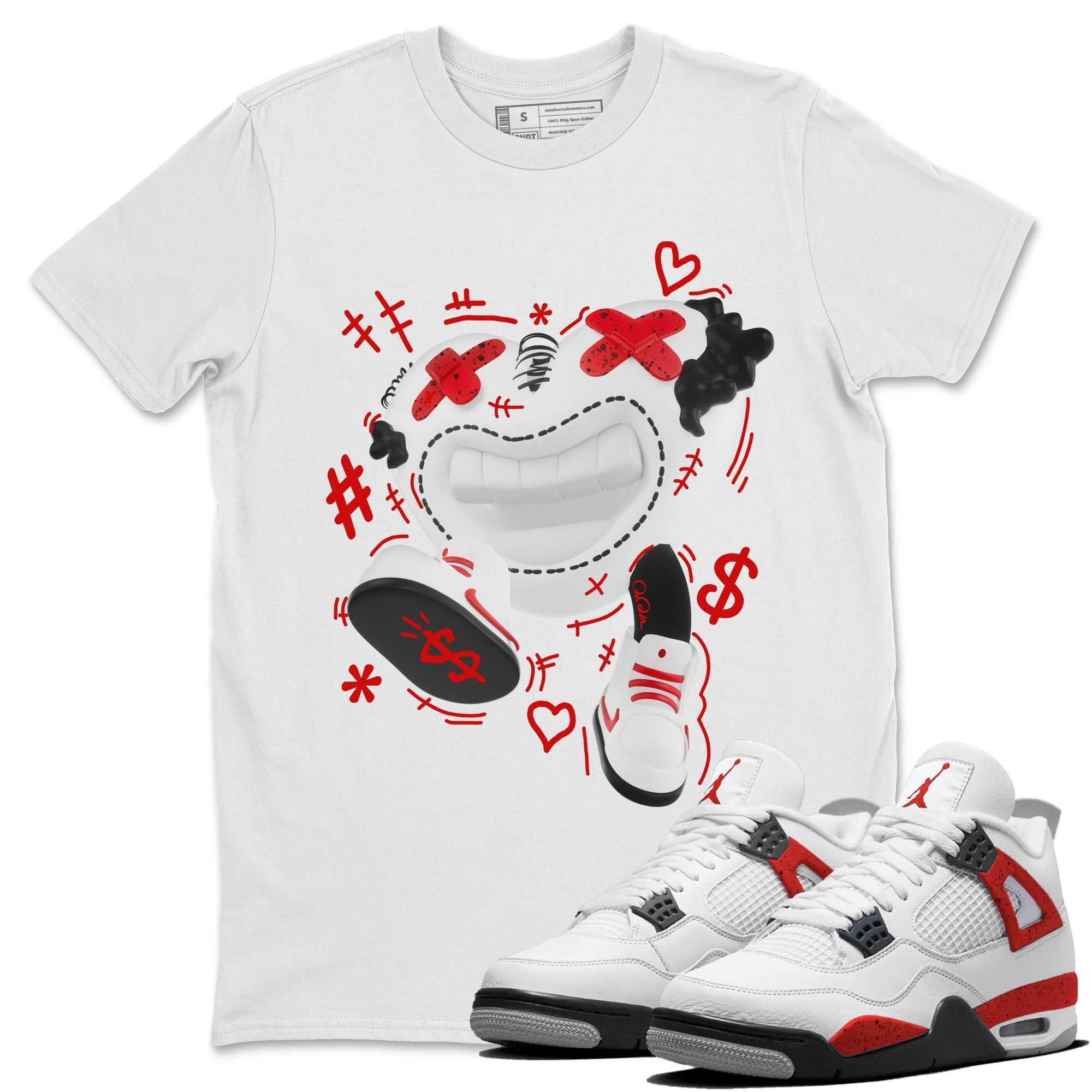 Air Jordan 4 Red Cement shirt to match jordans Walk In Love Streetwear Sneaker Shirt AJ4 Red Cement Drip Gear Zone Sneaker Matching Clothing Unisex White 1 T-Shirt