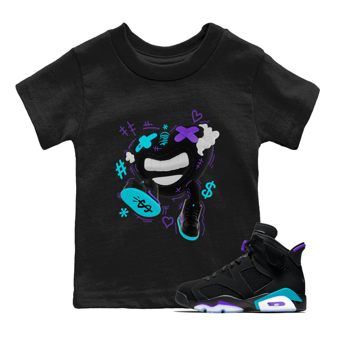 Air Jordan 6 Aqua shirt to match jordans Walk In Love Streetwear Sneaker Shirt AJ6 Aqua Drip Gear Zone Sneaker Matching Clothing Baby Toddler Black 1 T-Shirt