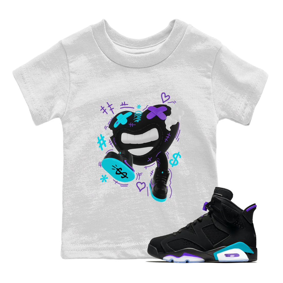 Air Jordan 6 Aqua shirt to match jordans Walk In Love Streetwear Sneaker Shirt AJ6 Aqua Drip Gear Zone Sneaker Matching Clothing Baby Toddler White 1 T-Shirt