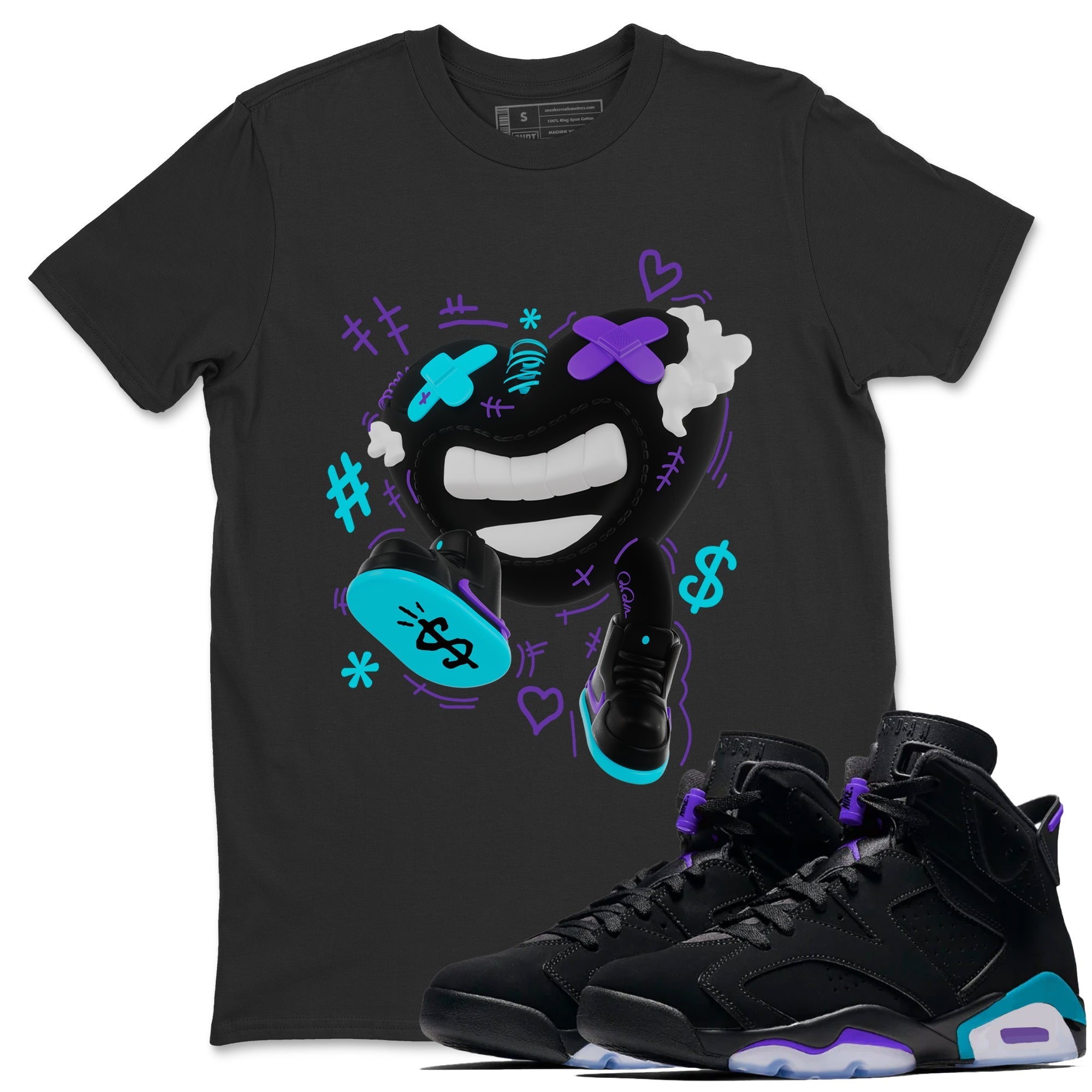 Air Jordan 6 Aqua shirt to match jordans Walk In Love Streetwear Sneaker Shirt AJ6 Aqua Drip Gear Zone Sneaker Matching Clothing Unisex Black 1 T-Shirt